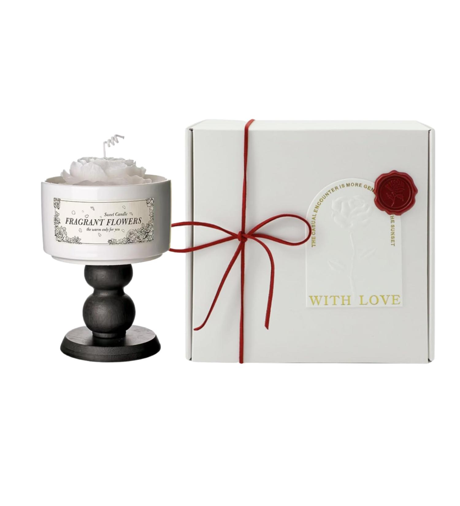 Scented Candle for Women | 7.5 oz Natural Soy Aromatherapy Candle | Floral Scents in Elegant Ceramic Wood Cup | Perfect Gift for Men & Women - Buy Online on GoSupps.com
