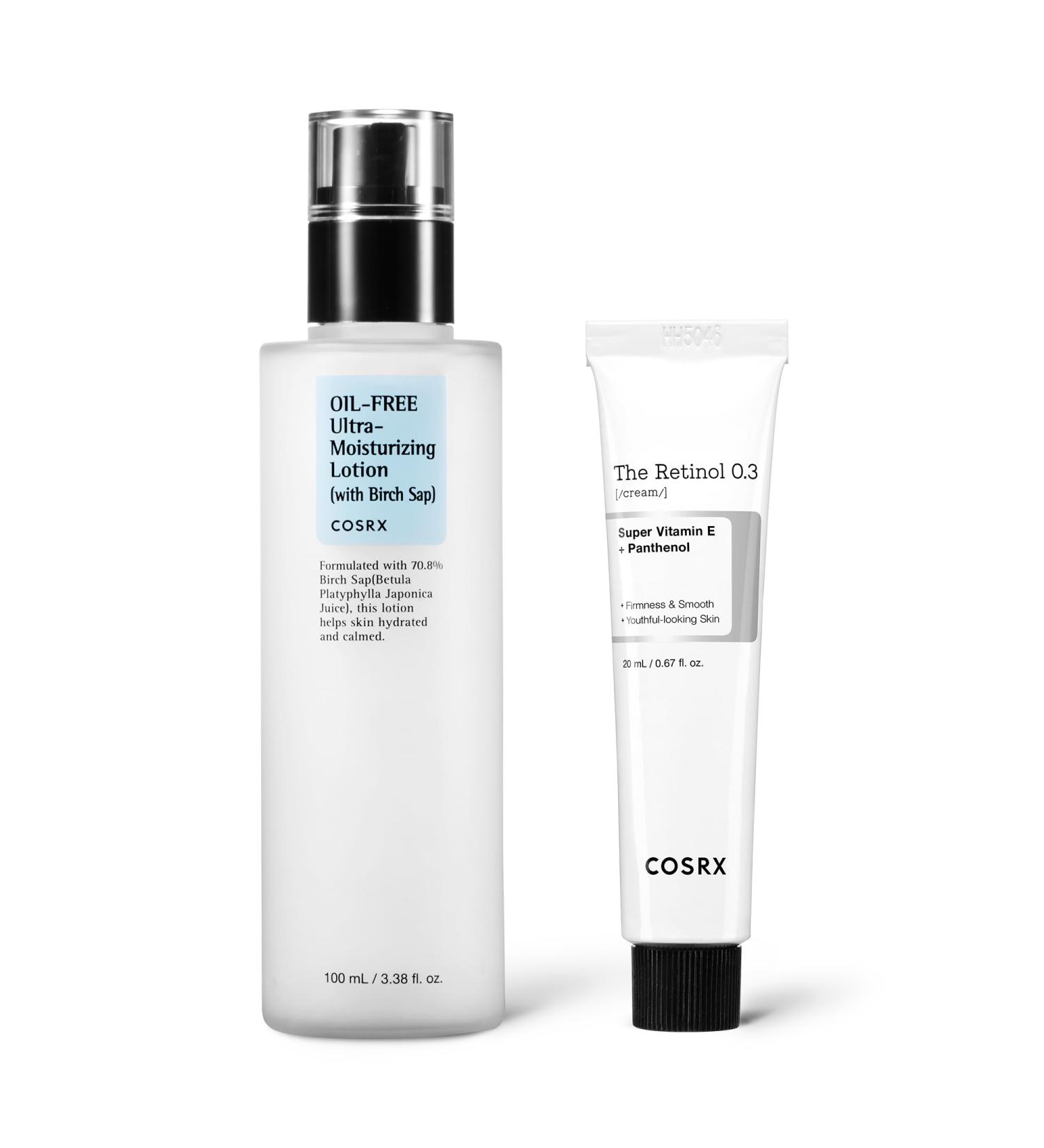 COSRX Oil-Free Revitalizing Duo - Oil Free Lotion with Birch Sap + Retinol 0.3% Cream - Buy Online on GoSupps.com
