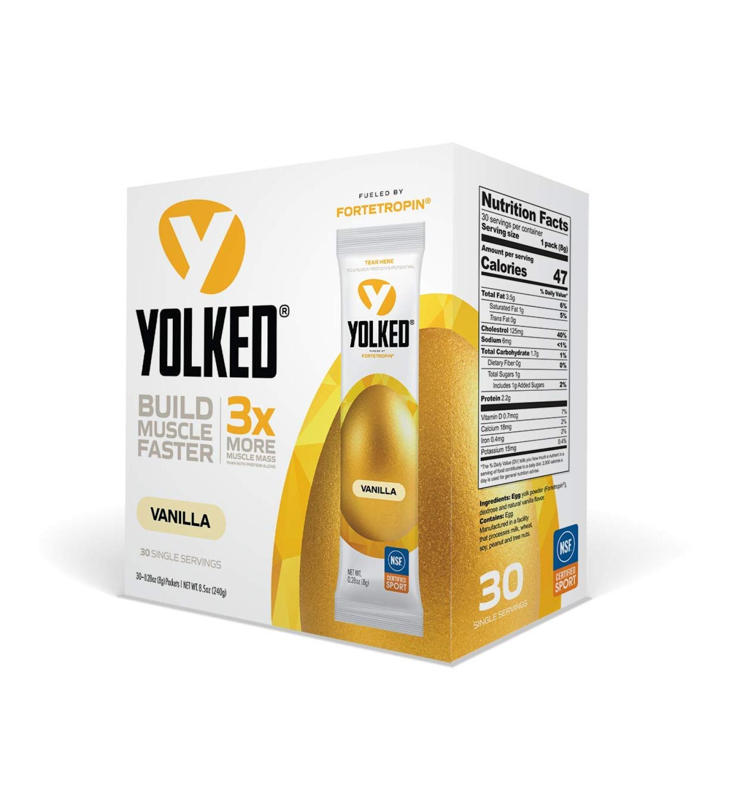 YOLKED: Clinically Tested NSF-Certified Muscle Building Supplement - Increase Lean Muscle, Reduce Loss, Improve Recovery - 30 Servings - Buy Online on GoSupps.com