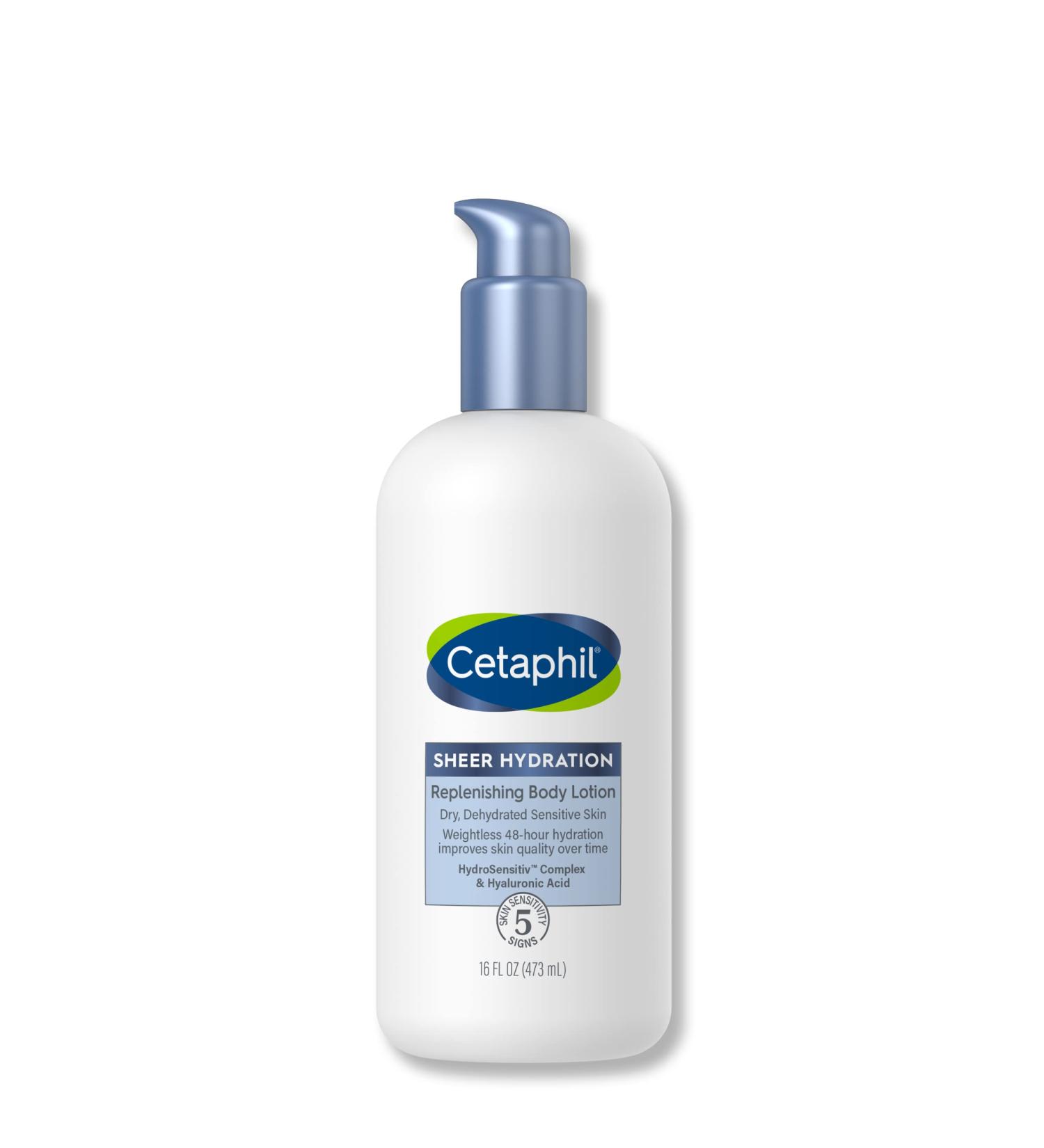 Cetaphil Sheer Hydration Fragrance Free Body Lotion 16 fl oz - Hyaluronic Acid, Vitamin E, B5 - 48Hr Moisturizer for Dry, Sensitive Skin - Buy Online on GoSupps.com