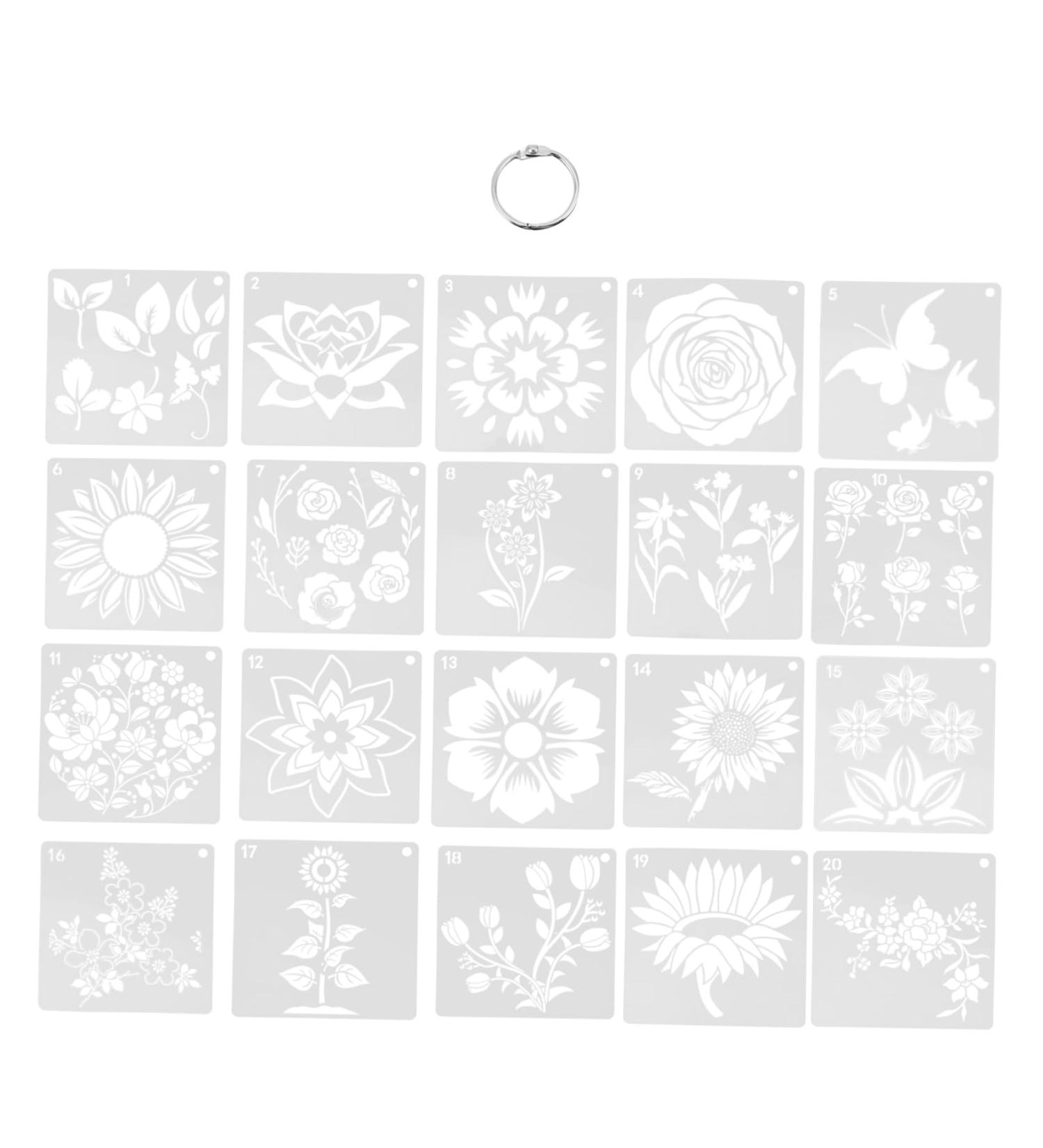 NUOBESTY 20pcs Set Sunflower Cutout Painting Template Mandala Flower Stencil Diy Craft Hollow Flower Painting White 15X15CM - Buy Online on GoSupps.com