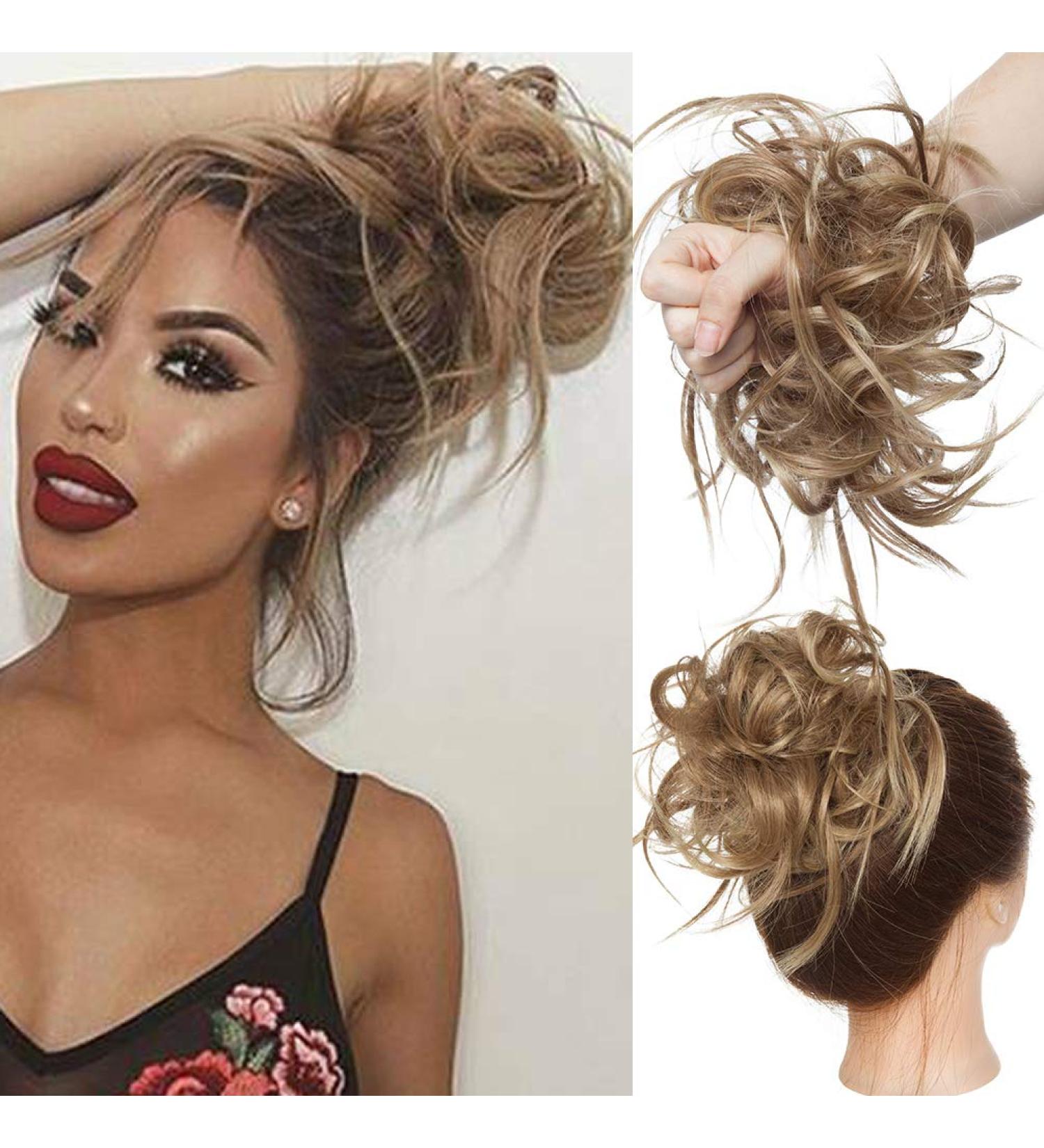 Tousled Updo Messy Bun Hair Extension - Light Brown Blonde Highlight - Buy Online on GoSupps.com