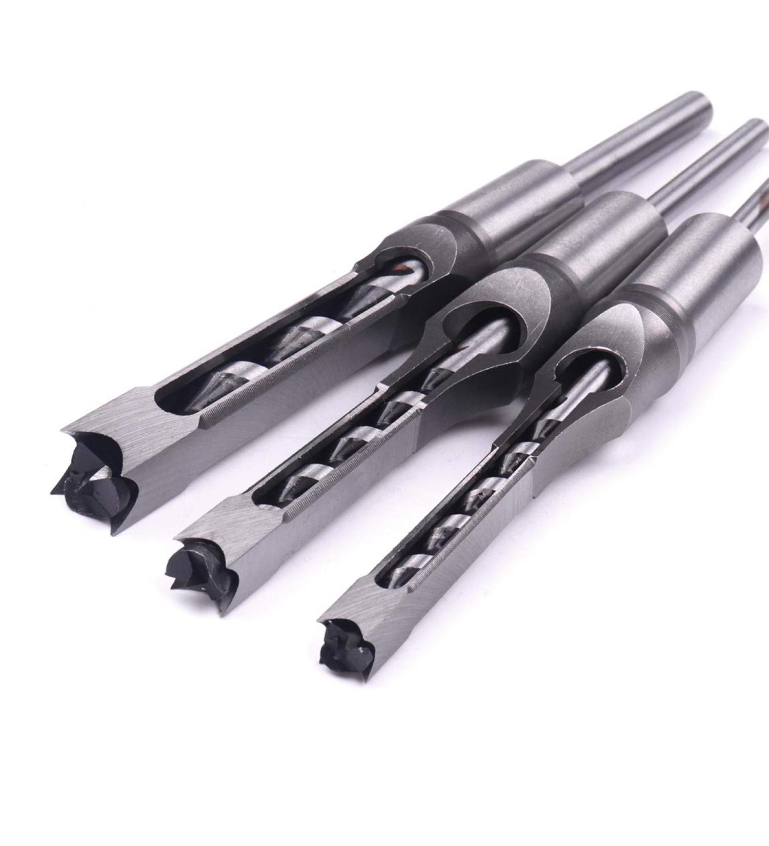 ATOPLEE Square Hole Drill Bit Set 3pcs HSS Woodworking Hole Saw Mortising Chisel Drill Bit Tools 5/16 3/8 1/2 Inch (All of Sizes) - Buy Online on GoSupps.com