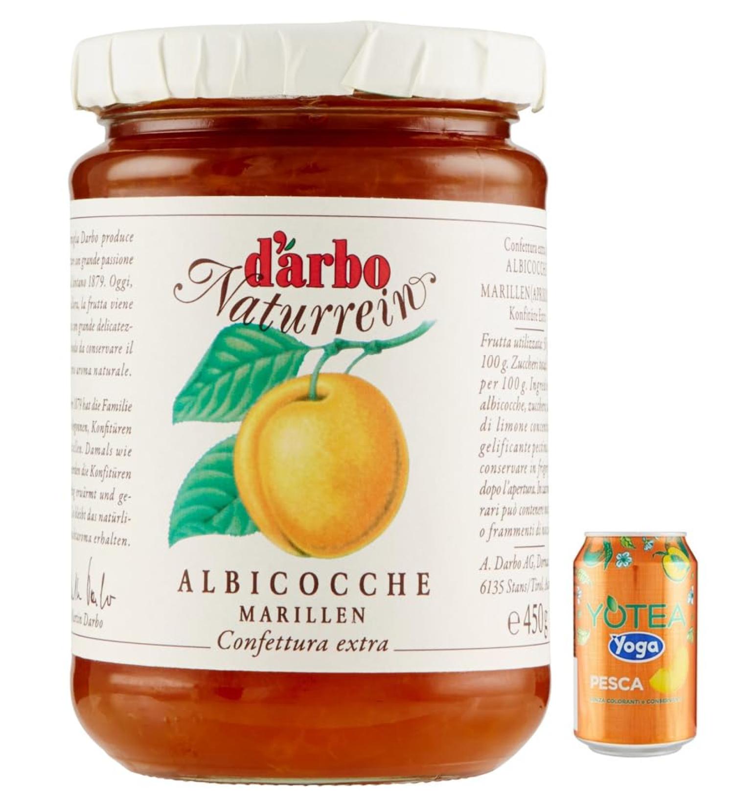  Rummo Darbo Confetura - Pack of 12 jars of Albicocche natural jam - Apricot jam - 450 g + 1 box of peach iced tea - 330 ml - Buy Online on GoSupps.com