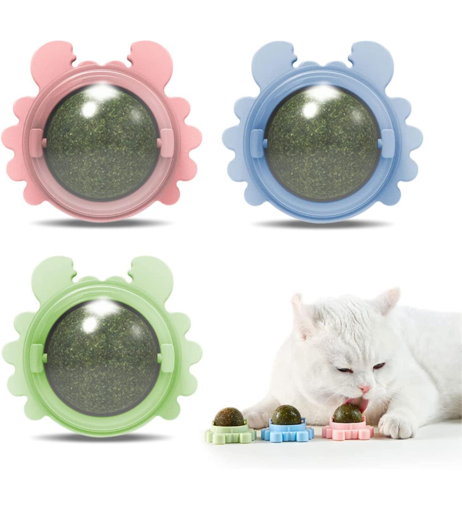 Catnip Balls Natural Catnip Toy Rotatable Playing Edible Balls Cat Toys Teeth Cleaning Catmint Toy for Cat Kitten Kitty Self-Adhensive Wall Mounted 360 Degree Rotatable - Buy Online on GoSupps.com