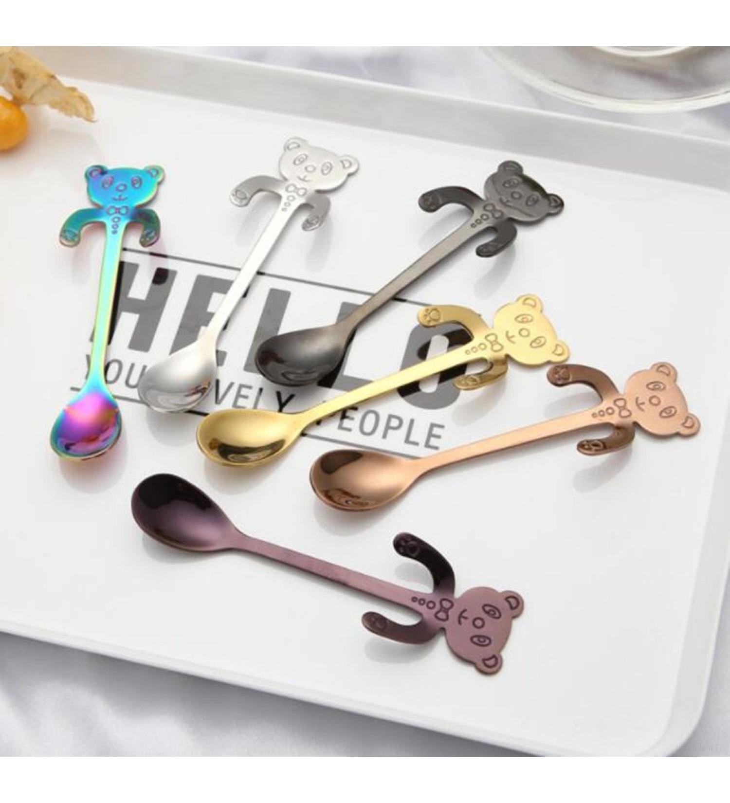 1Pcs Stainless Steel Cartoon Cat Spoon Creative Coffee Spoon Ice Cream Candy Teaspoon Kitchen Supplies Tableware 8 Colors (B) - Buy Online on GoSupps.com
