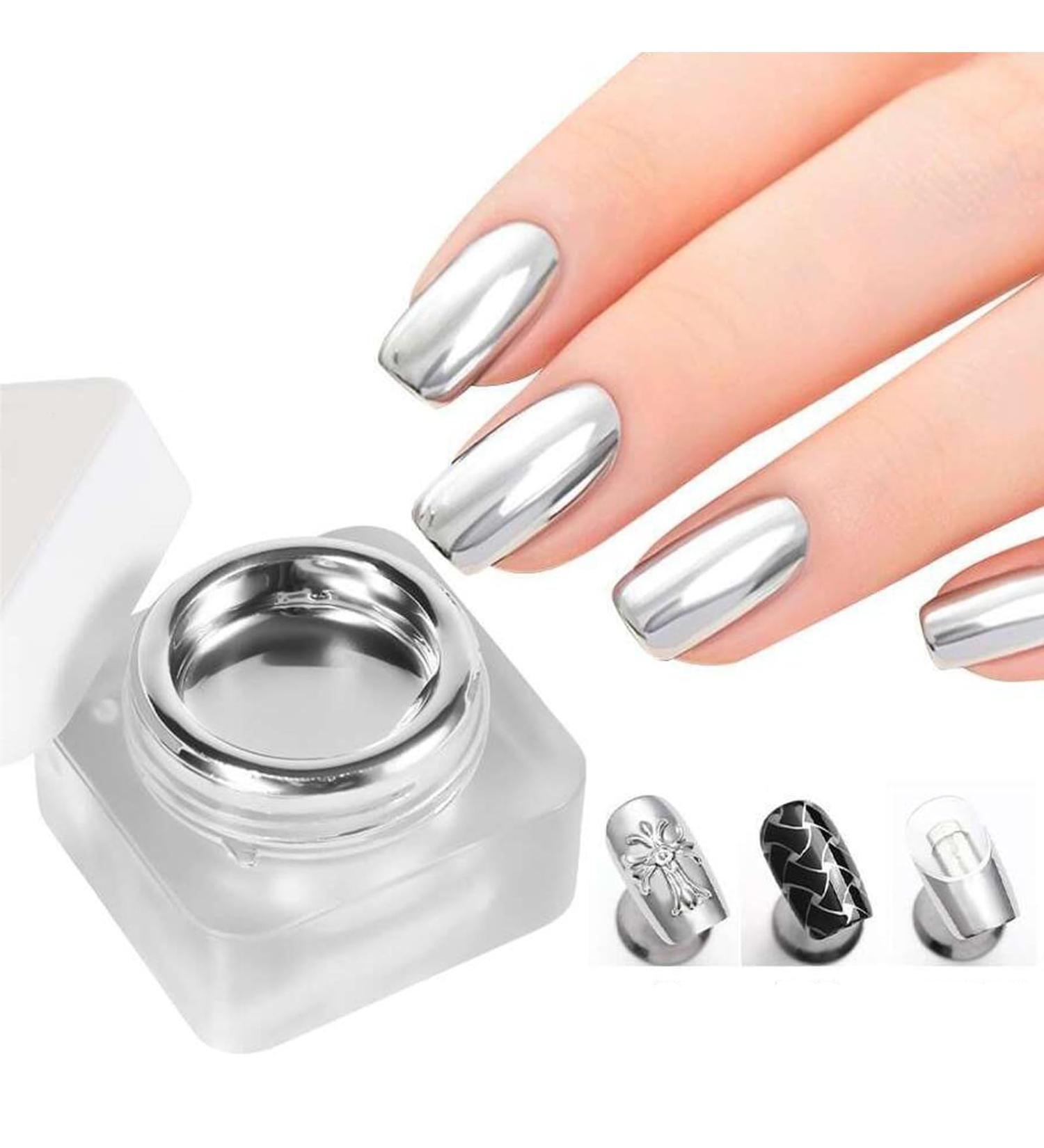 Metallic Painting Nail Gel - Mirror Silver Metallic Nail Polish Painting Drawing Gel Polish Nail Art - 3D Metal Painting Nail Polish - Metal Painting Gel - Super Glossy Soak off UV/LED Nail Gel - Buy Online on GoSupps.com