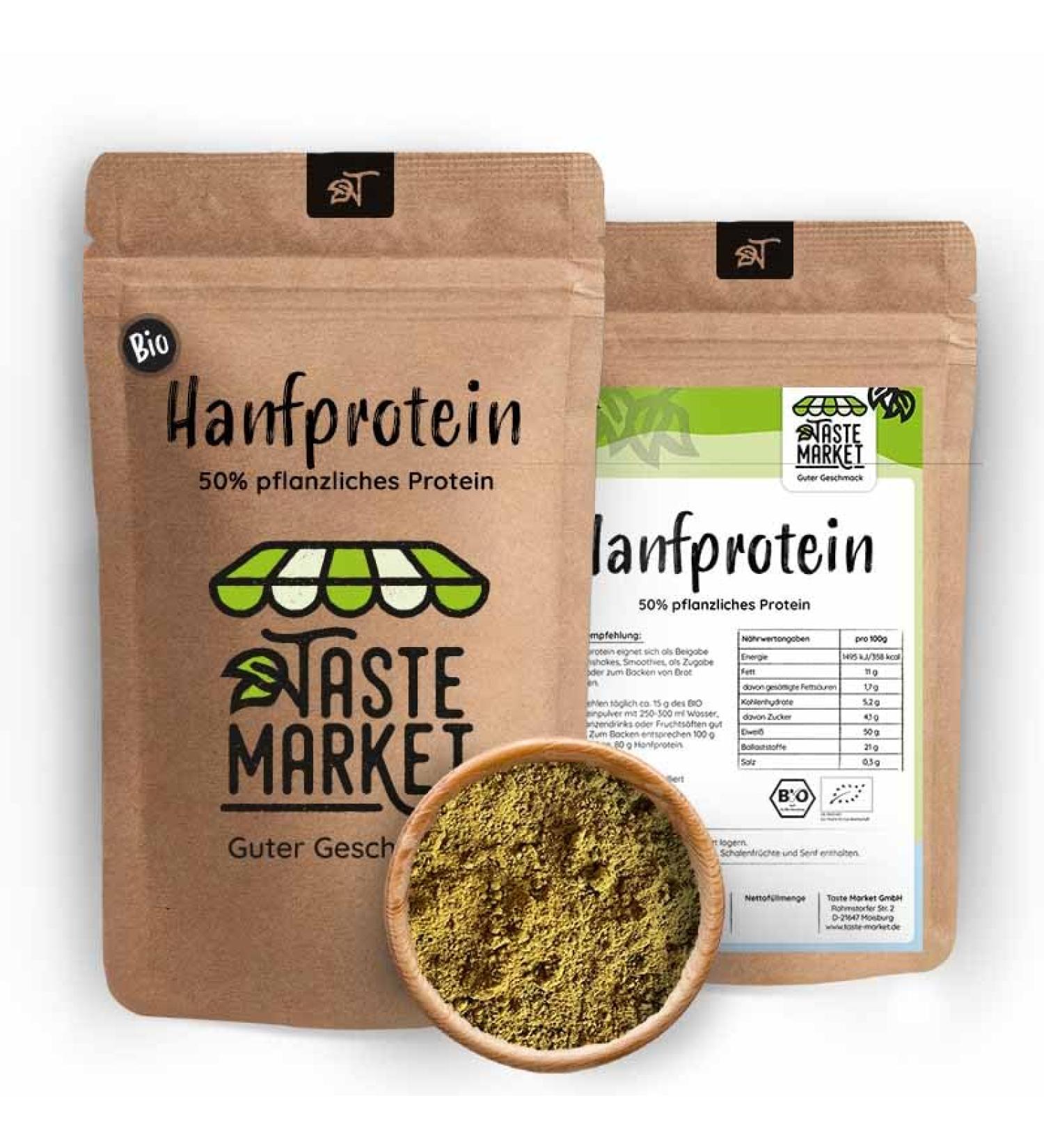 500g Organic Hemp Protein Powder - Vegan 50% Plant-Based Gluten-Free | Taste Market - Buy Online on GoSupps.com