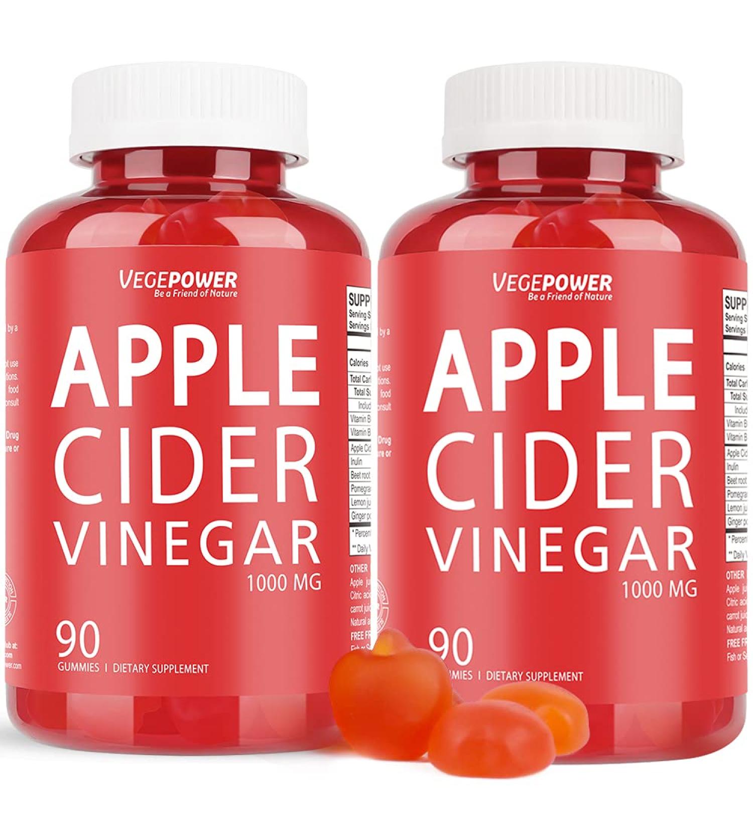 Vegepower Apple Cider Vinegar Gummies 1000mg - 90 Days Supply for Weight Control & Immune Support with Beet Root, Lemon & Pomegranate - High Potency Formula for Boosting Metabolism - Buy Online on GoSupps.com