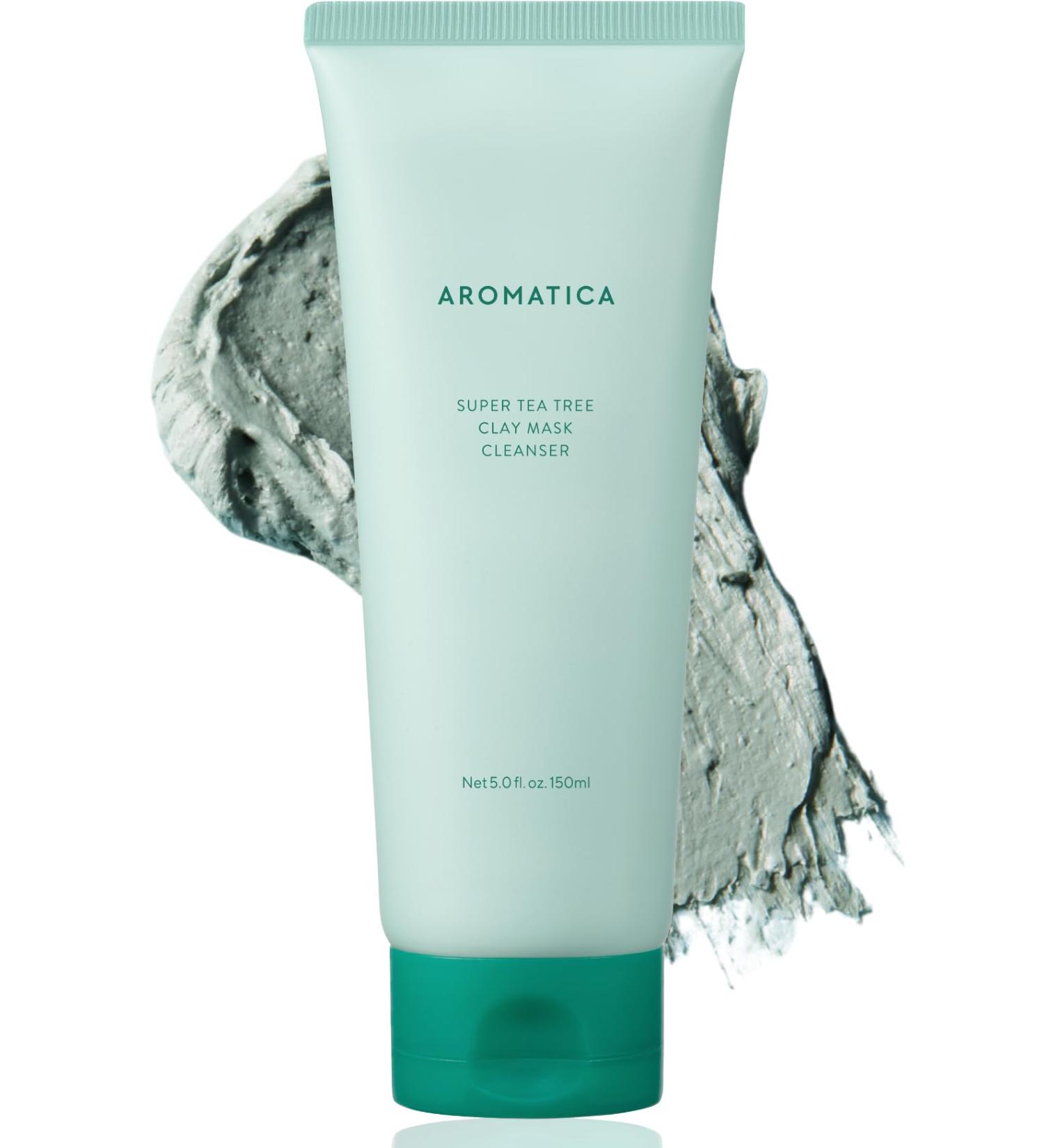 AROMATICA Super Tea Tree Clay Mask Cleanser Blackhead Remover & Pore Minimizer for Face Korean Face Wash with Tea Tree Oil 2 In 1 Acne Skin Care Clay Mask & Cleanser Oil control (5.0 fl oz) - Buy Online on GoSupps.com