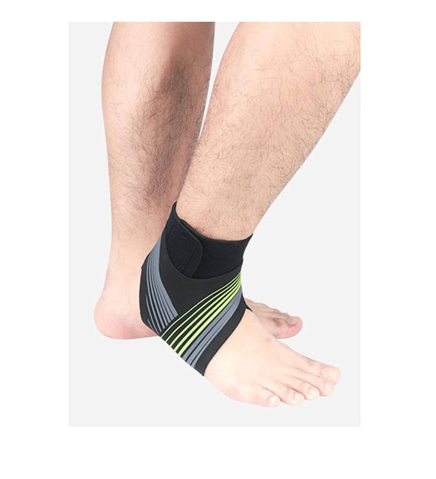 Ankle Compression Support Brace for Basketball Running & Volleyball - Adjustable XL Size (Green) for Pain Relief & Sprains - Buy Online on GoSupps.com