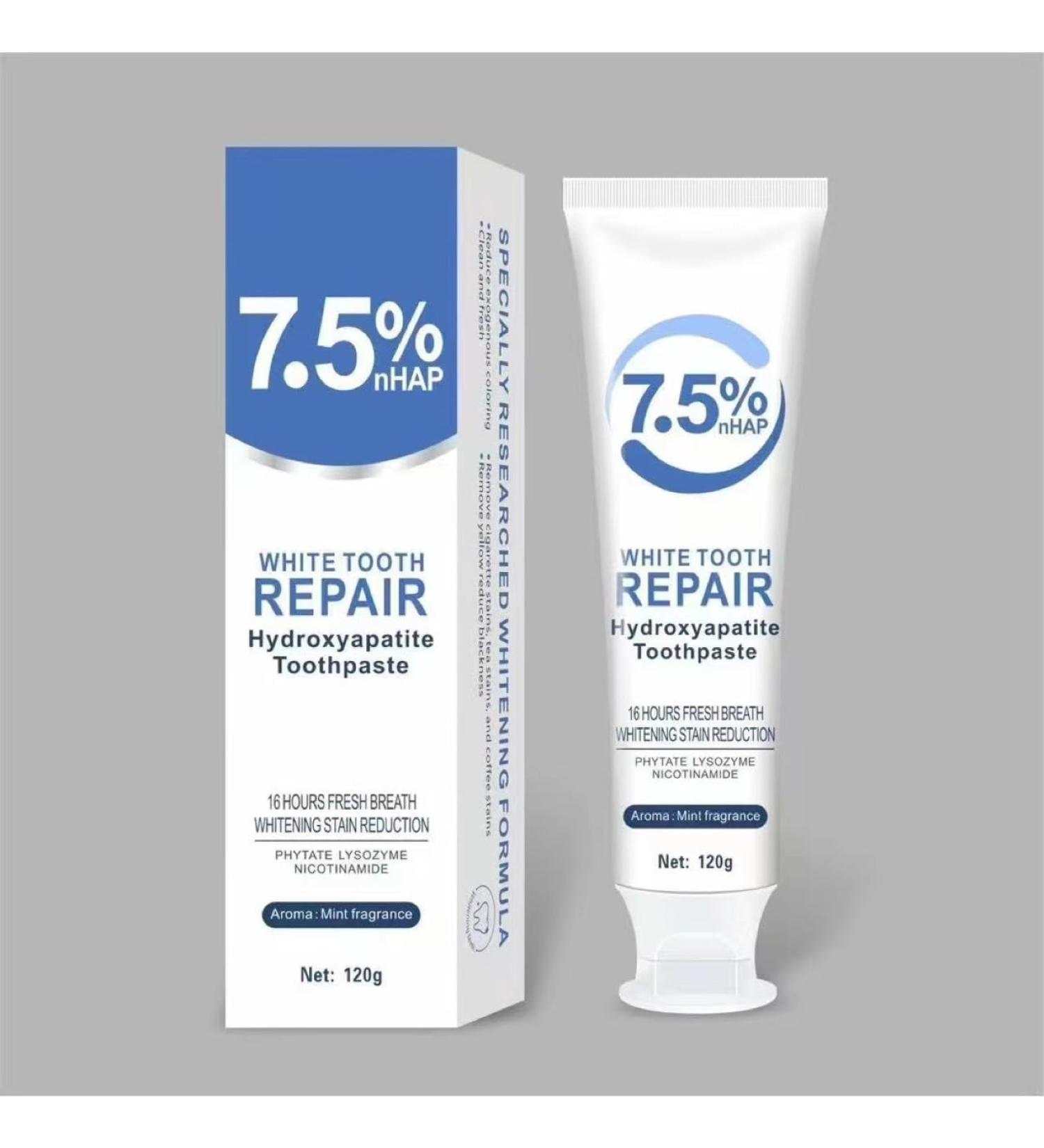 7.5% Nano Hydroxyapatite Toothpaste White Tooth Repair Fluoride-Free with Phytate Lysozyme Nicotinamide Mint Fragrance 120g 3 Pack - Buy Online on GoSupps.com