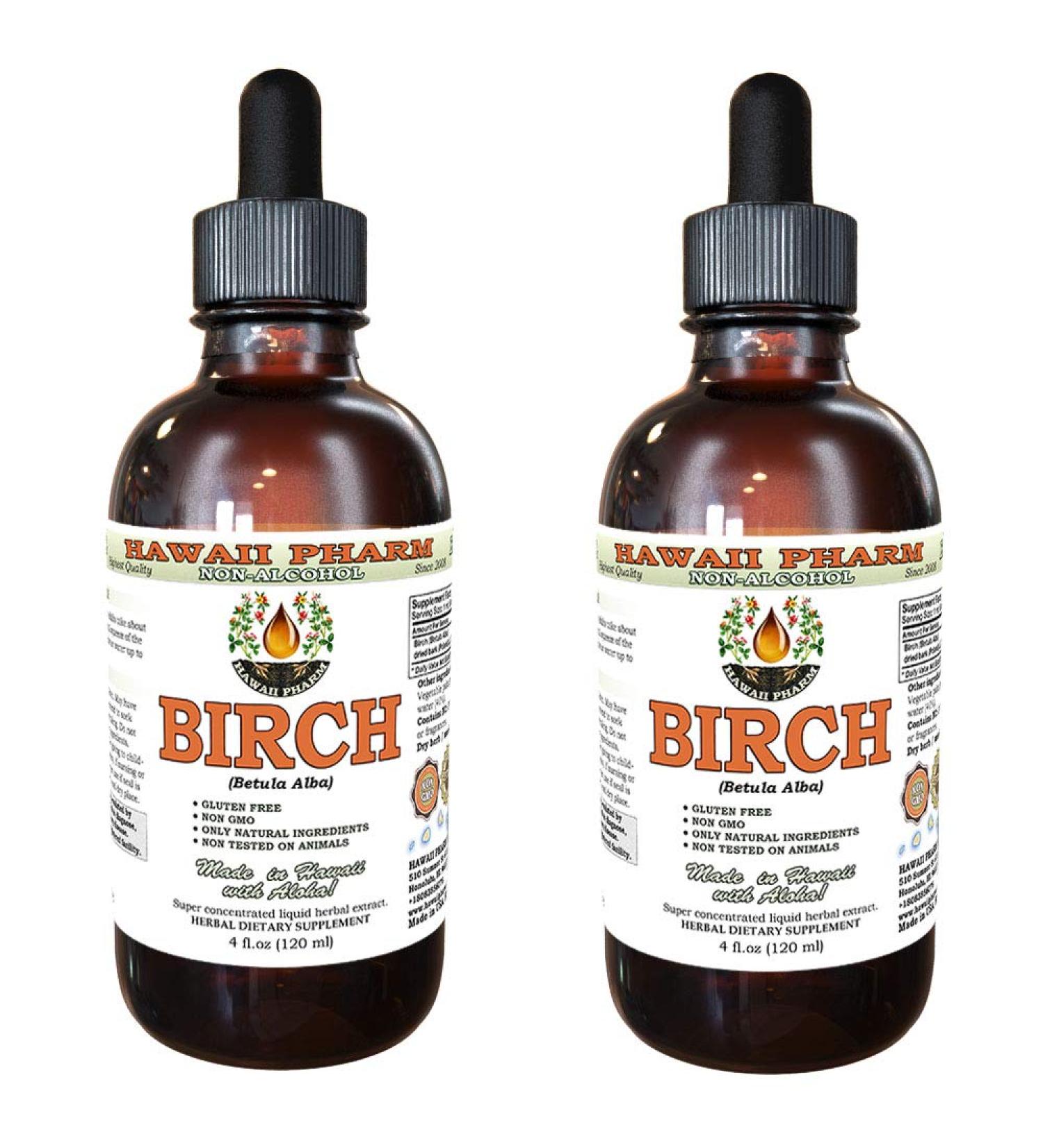 Birch Alcohol-Free Liquid Extract Birch (Betula Alba) Dried Bark Glycerite Hawaii Pharm Natural Herbal Supplement 2x4 oz 8 Fl Oz (Pack of 1) - Buy Online on GoSupps.com