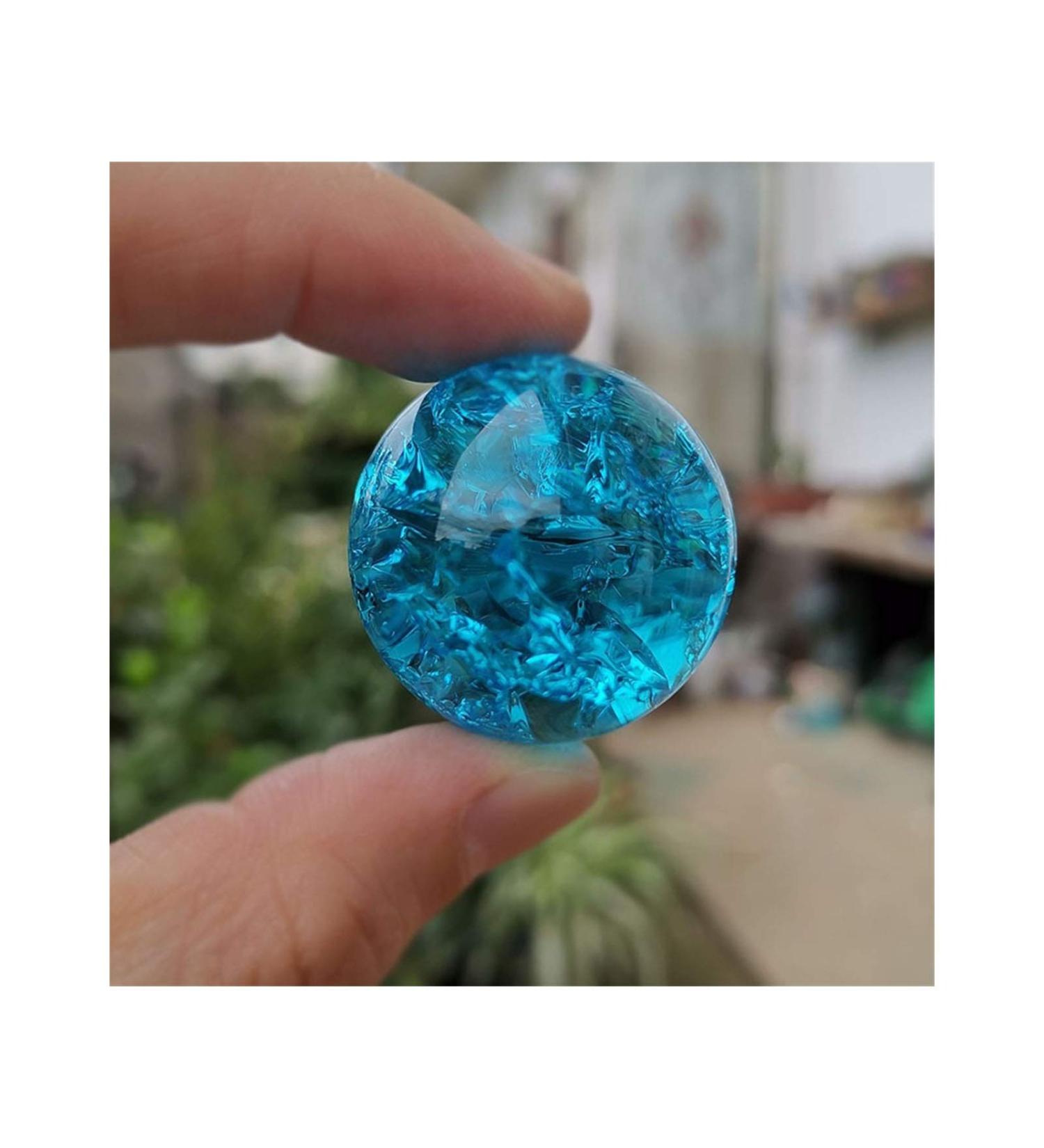 Fennchun crystal ice rack ball water wells bonsai glass ball main decoration ornaments feng shui figure marble ball gifts (color: skyb lue size: 30mm) 30mm skyb lue