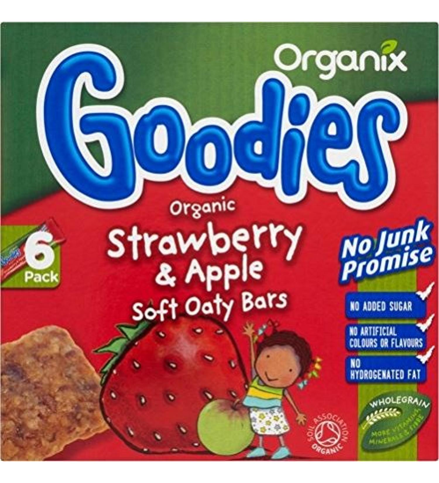 Organix Goodies Organic Soft Oaty Bars - Strawberry & Apple 12mth+ (6x30g) - Pack of 6