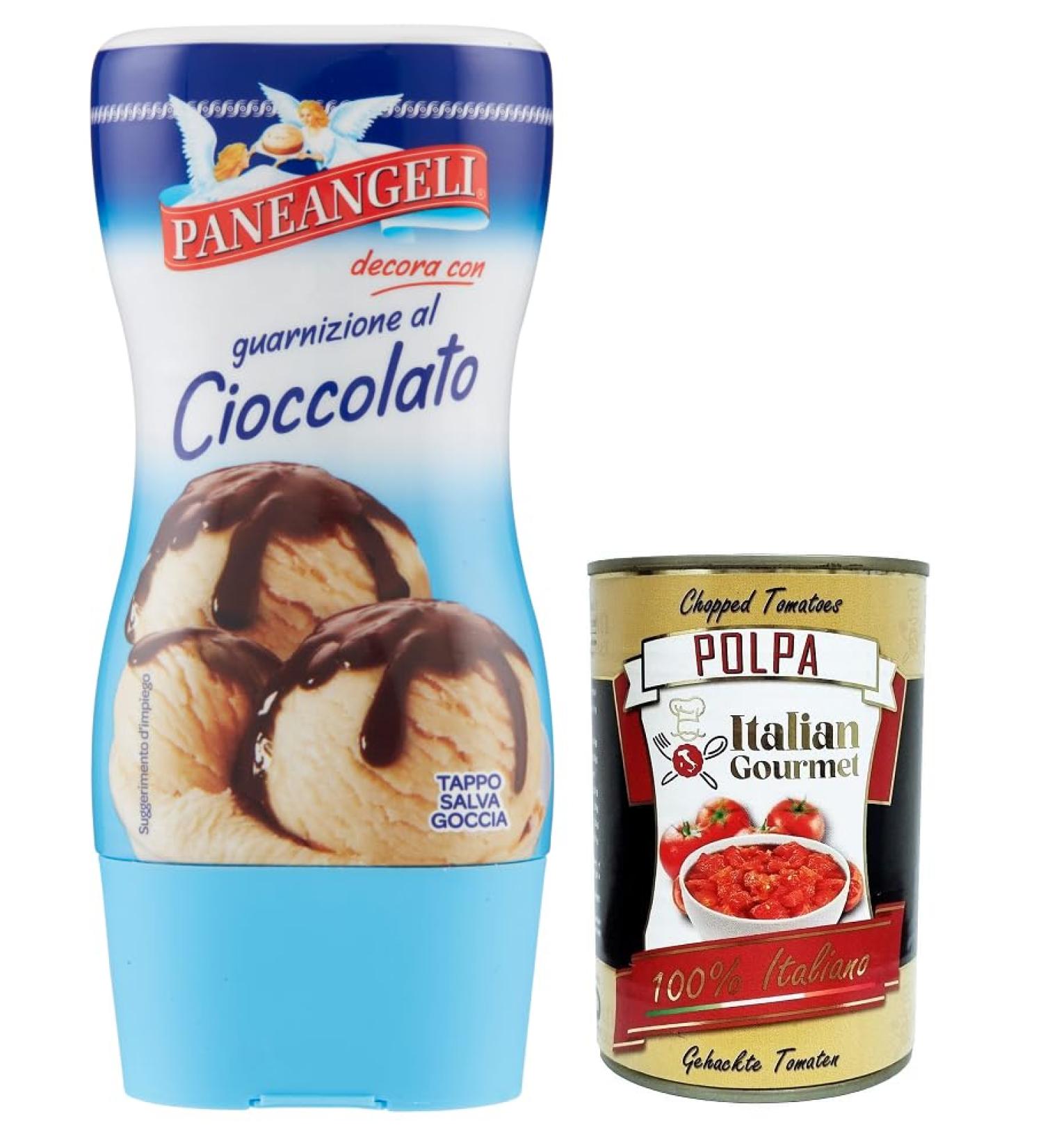  Italian Gourmet E.R. Paneangeli Chocolate Flavored Garnish Sauce chocolate filling sauce 200 g tube + Italian Tomato Pulp 400 g box - Buy Online on GoSupps.com