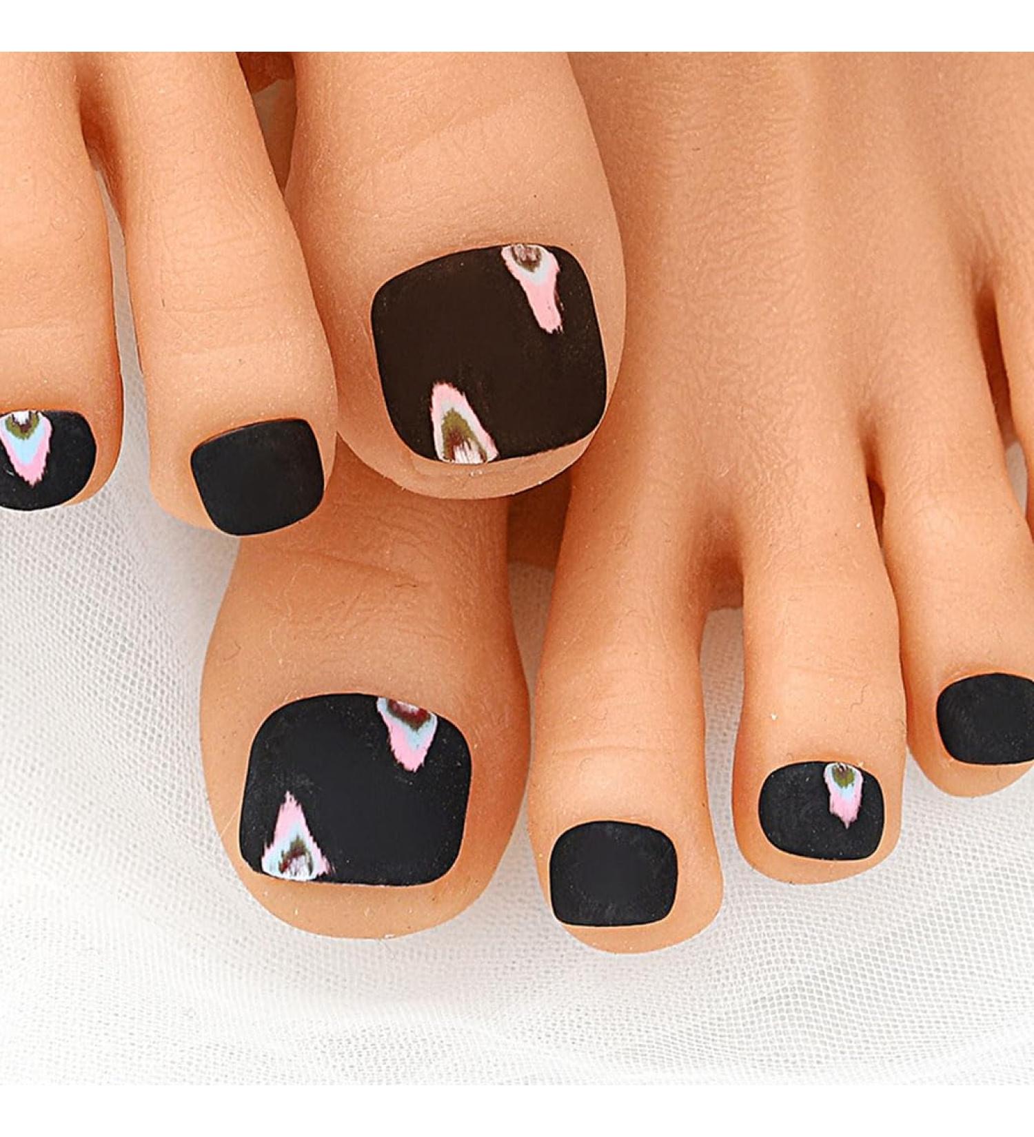 Sethexy Matte Square Short False Toenails Handmade Black Press On Toenails Simple Acrylic Fake Toe Nails Full Cover Artificial Stick On Foot Nails Removable for Women and Girls (1) - Buy Online on GoSupps.com