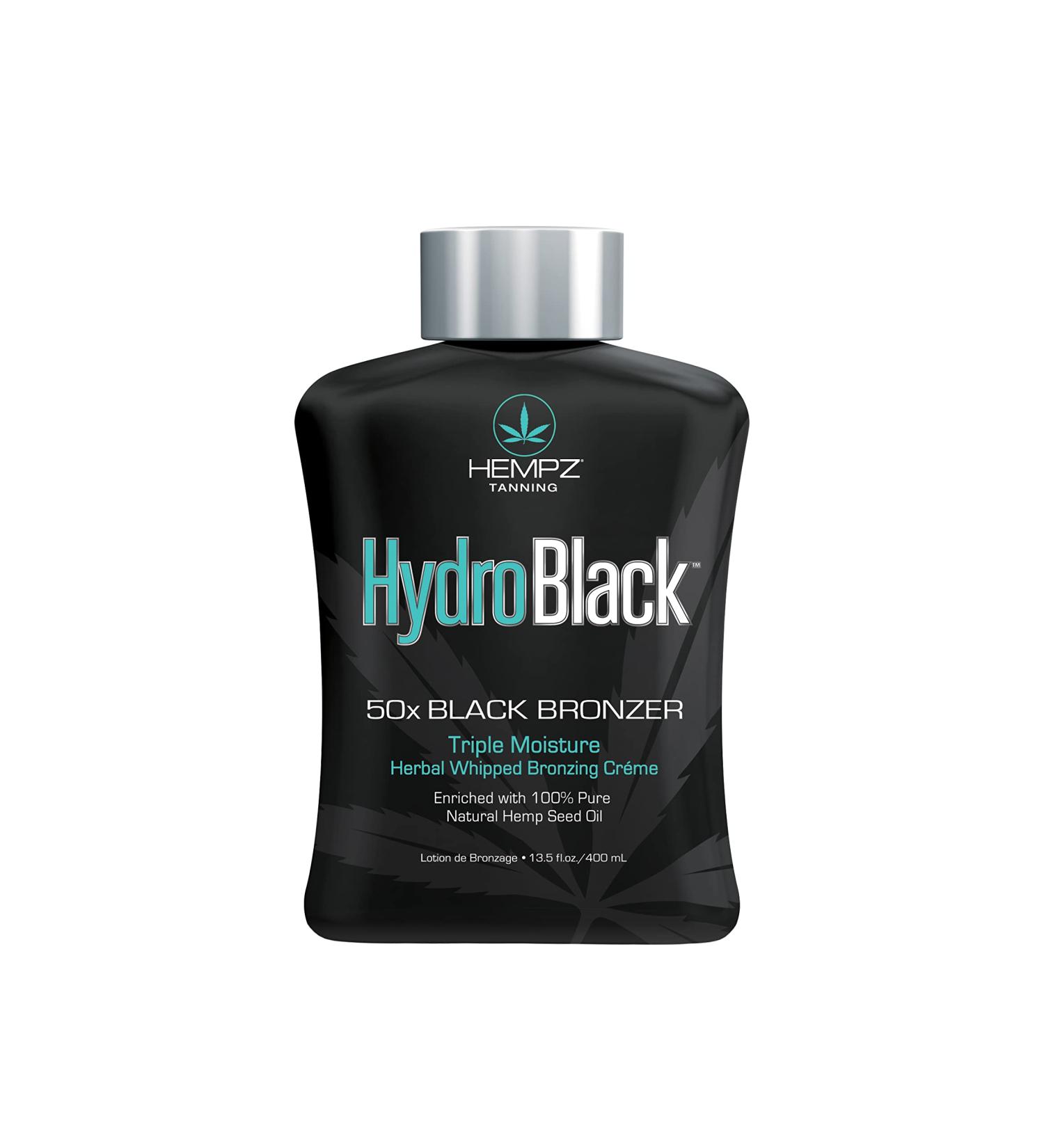 Hempz Hydroblack 50X Black Bronzer 13.5 Fl Oz - Herbal Moisturizing Self Tanner for Tanning Beds, Beach & Sun - Buy Online on GoSupps.com