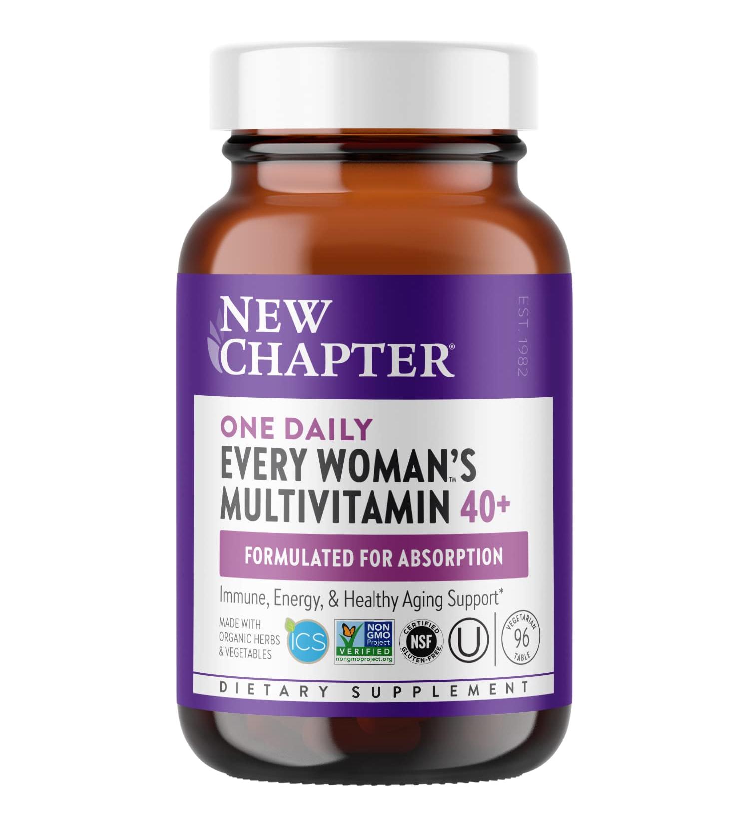 New Chapter 40+ Women's One Daily Multivitamin - 96 Vegetarian Tablets for Whole-Food Nutrition - Buy Online on GoSupps.com