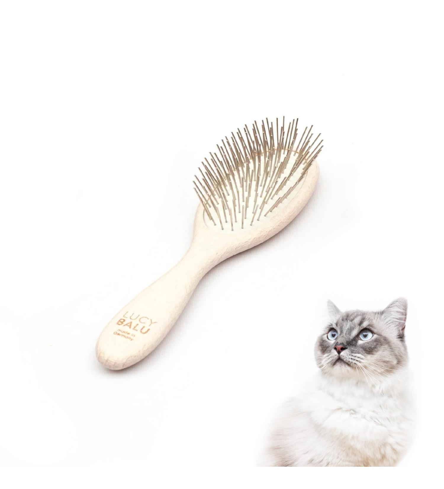 Lucybalu Cat Brush for Short & Long Hair | Premium Cat Grooming Tool with Metal Bristles & Wooden Handle | Perfect for All Cat Breeds - Buy Online on GoSupps.com