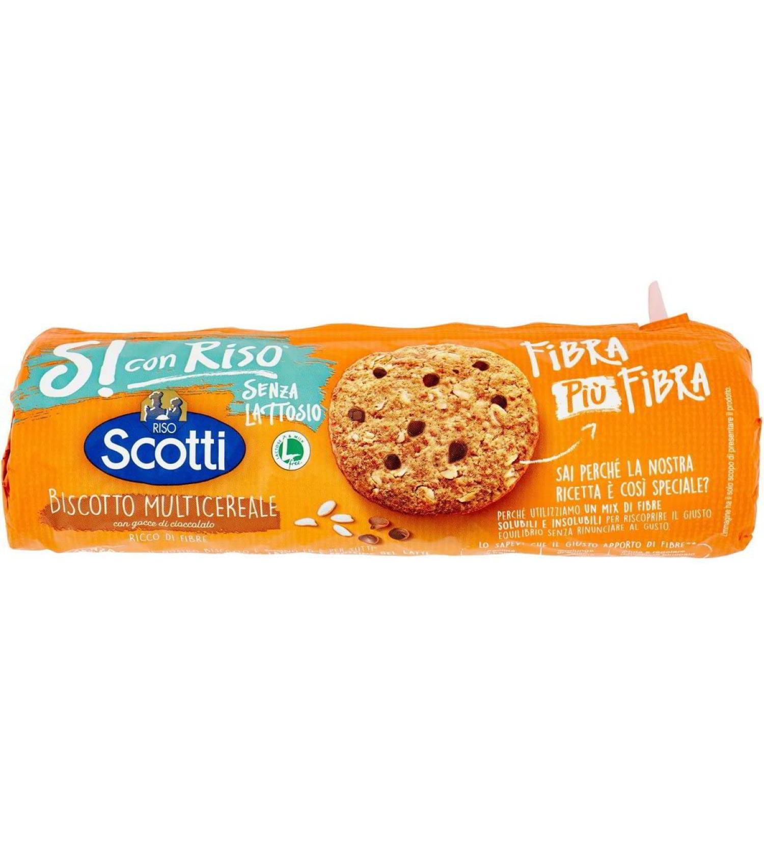 Rice Scotti Si with Rice Biscotto Multicereal Biscotto Biscotto Biscotto Multigrain cookies with chocolate chips lactose-free dairy-free 250 g Set of 20 cookies - Buy Online on GoSupps.com