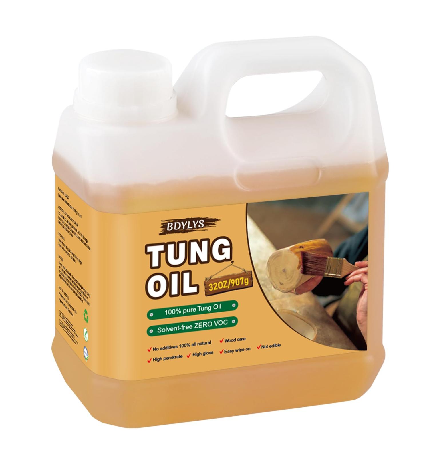 32 OZ Pure Tung Oil - Durable Wood Protection Waterproof Sealant for Furniture & Floors | 100% Natural Finish - Buy Online on GoSupps.com