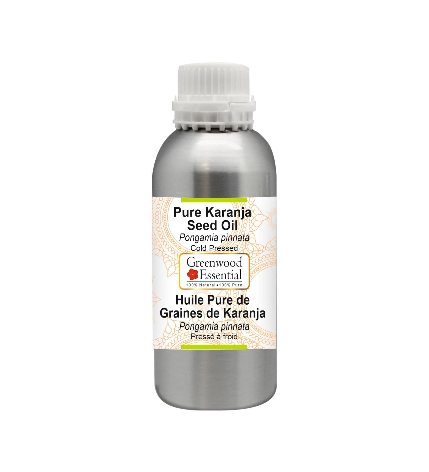 Greenwood Essential Pure Karanja Seed Oil - 300ml Cold Pressed Therapeutic Grade | Pongamia Pinnata for Skincare & Haircare - Buy Online on GoSupps.com