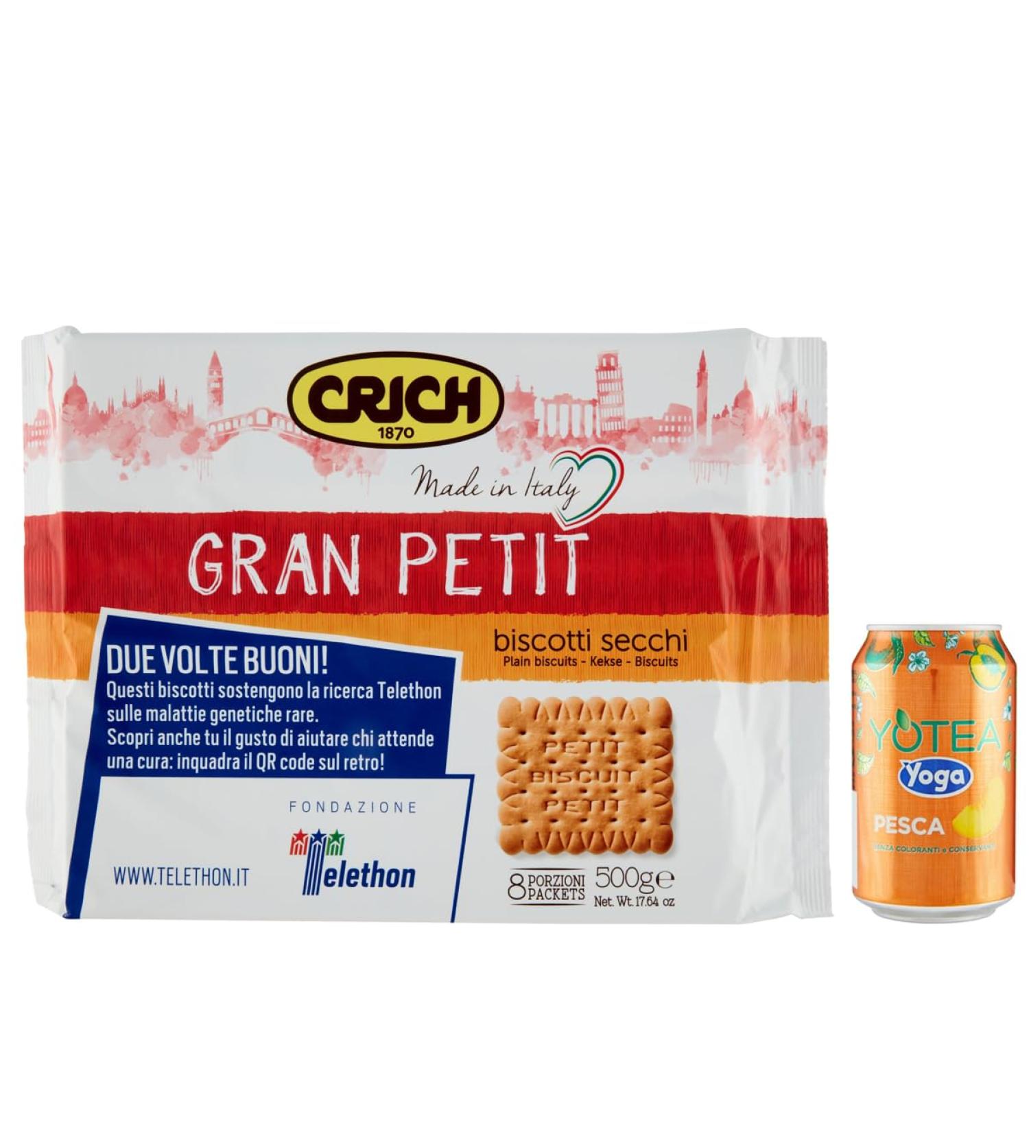 Crich Gran Petit Biscotti Secchi Biscuits 500g Pack Each Pack Contains 8 Single Serves + 1 Can of Peach Iced Tea 330ml - Buy Online on GoSupps.com