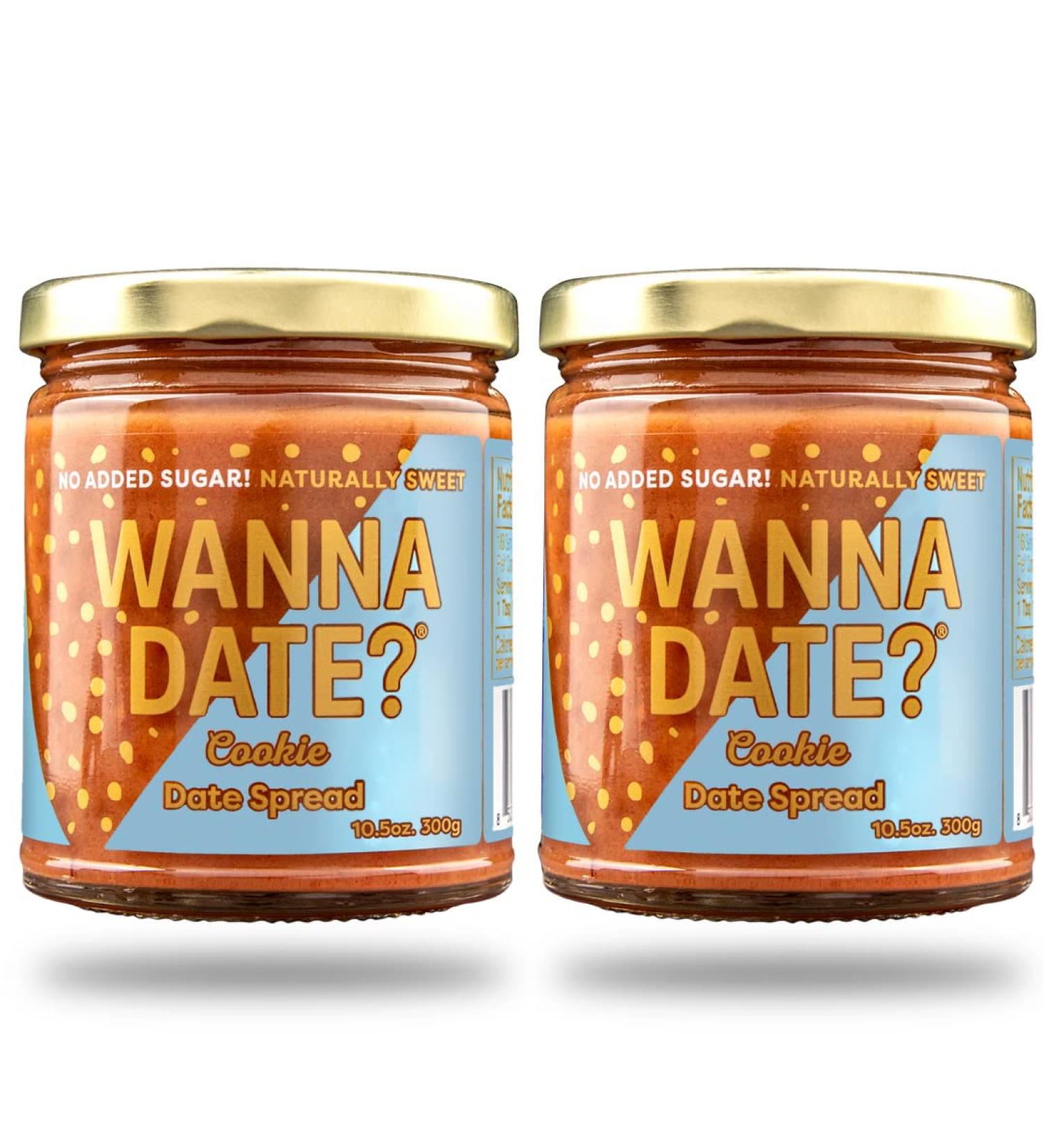 Wanna Date Cookie Date Spread, Vegan, Paleo Friendly, Gluten-Free, Dairy-Free, Non-GMO, No Added Sugar, Low Calorie, Kosher Certified, Date Sugar Substitute, Sugar Free Alternative (2 Jars) (Cookie)