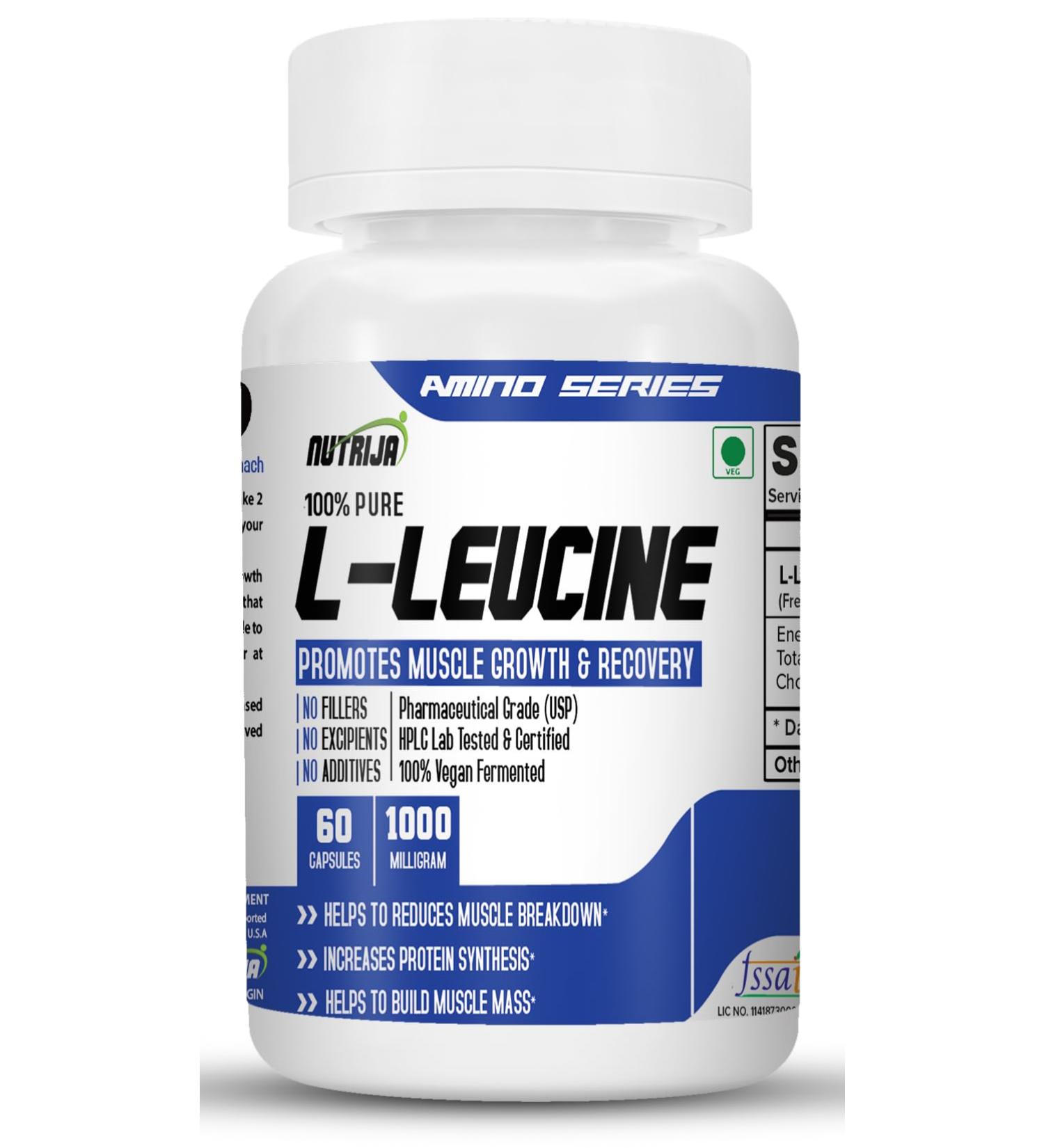 L-Leucine 1000mg Capsules - Boost Lean Muscle Mass & Strength | 120 Count | International Shipping Available - Buy Online on GoSupps.com