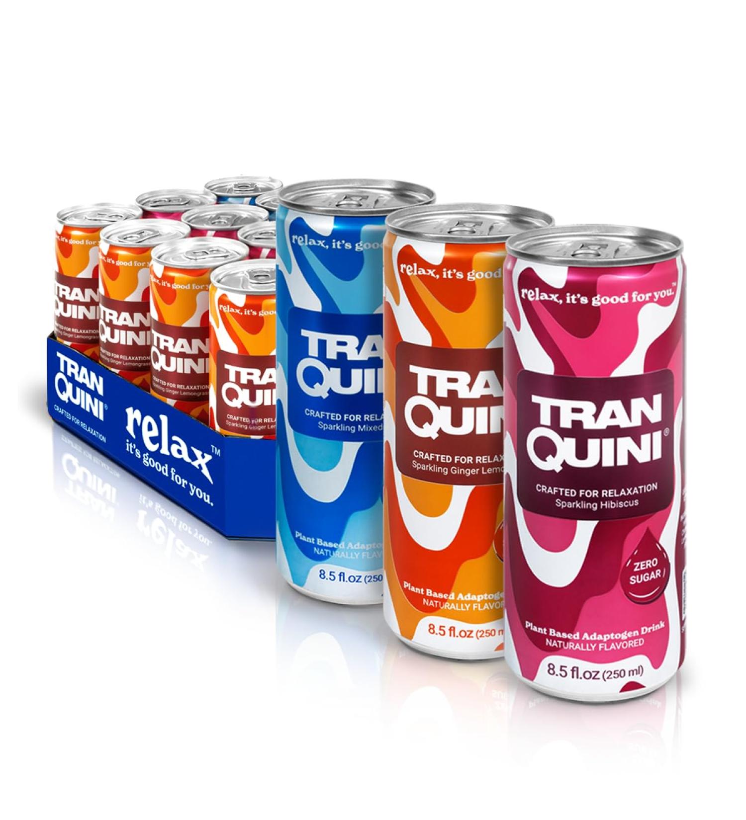 Buy Tranquini Adaptogen Drink - Calming Sparkling Water Gluten-Free Sugar-Free Non-Alcoholic with Ashwagandha | Variety Pack (12 Cans) - International Shipping Available - Buy Online on GoSupps.com