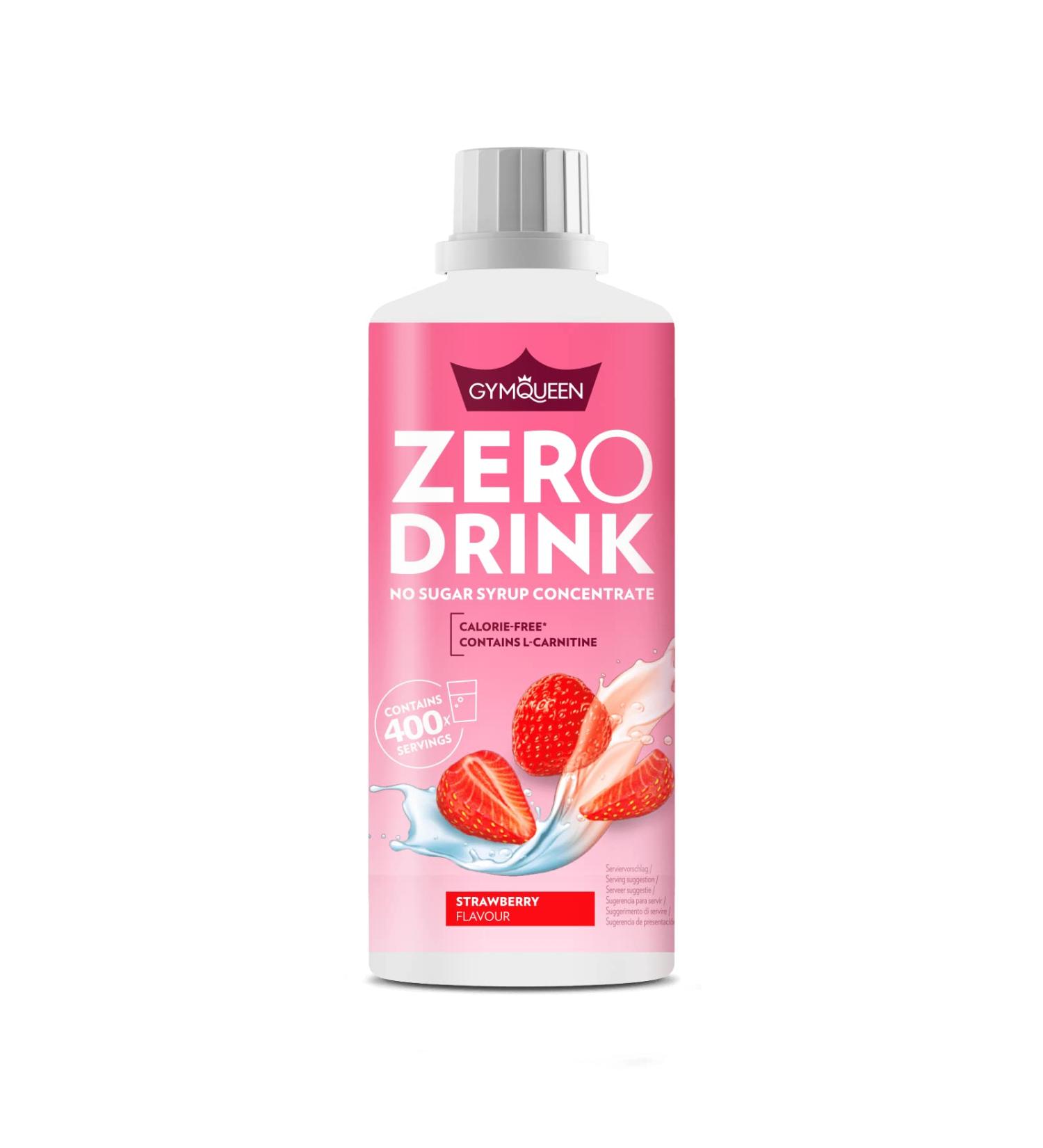 Gymqueen Zero Drink Strawberry 1000ml - Low-Calorie Sugar-Free Beverage Concentrate with B Vitamins & L-Carnitine | 1 Pack - Buy Online on GoSupps.com