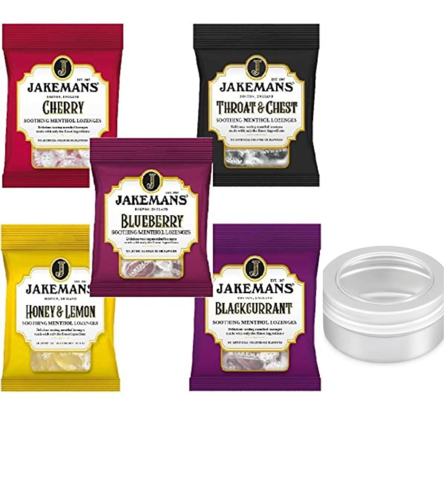 Throat Lozenges Gift Set - 5 Bags of 73g in Assorted Flavors with Portable |Screwtop Metal Tin | Soothing Relief Anytime Anywhere