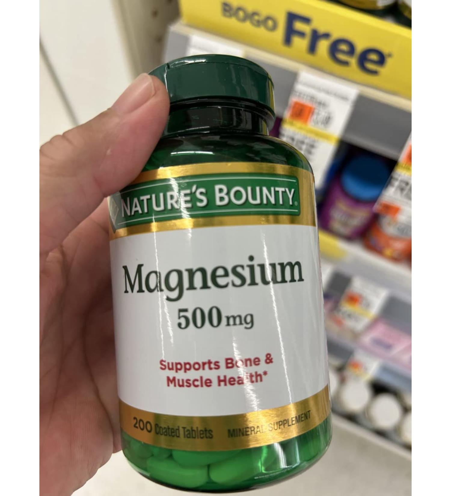 Nature's Bounty Magnesium 500mg Size Coated Tablets 200 ea (Pack of 3)