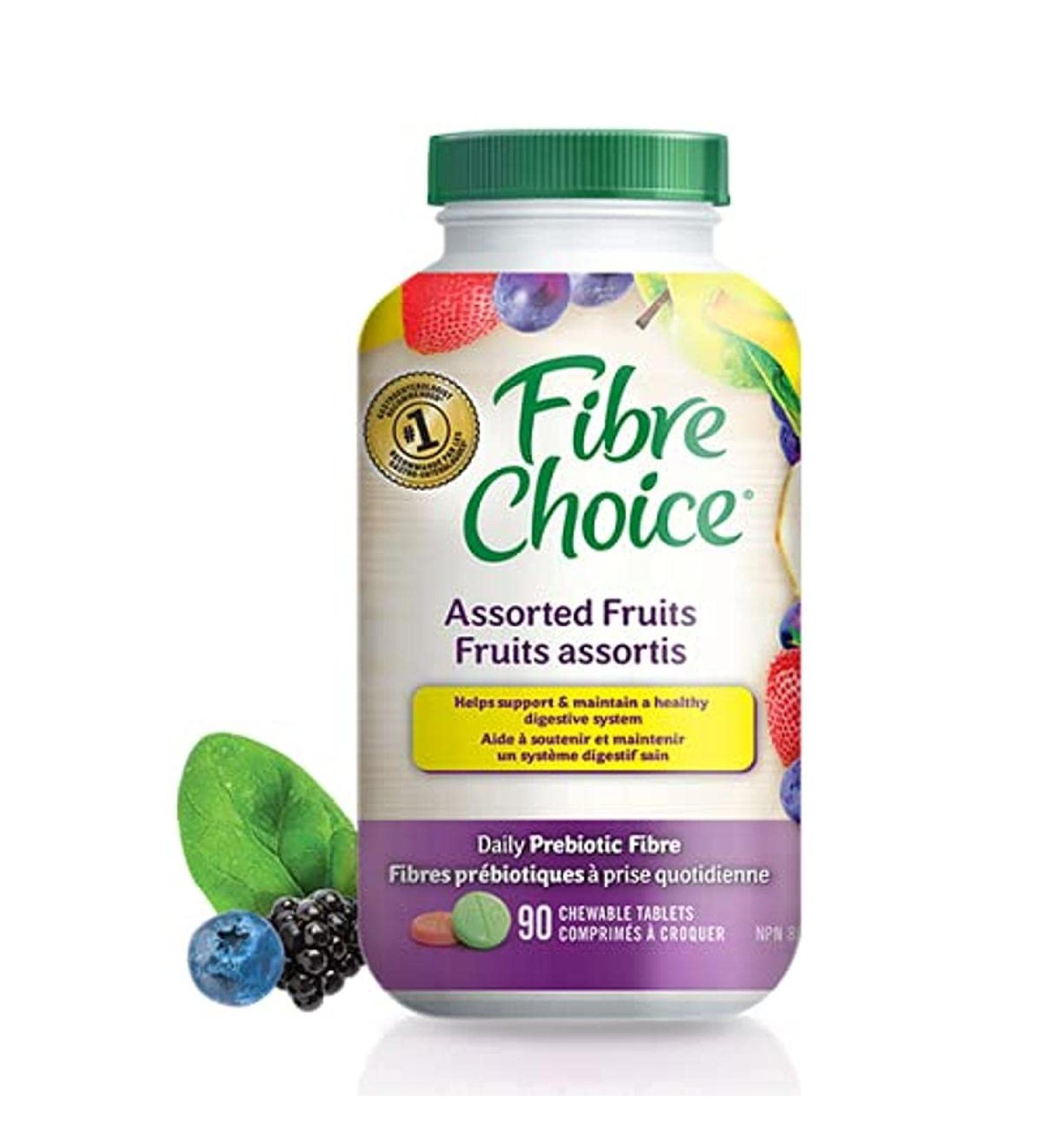 Fibre Choice Assorted Fruits. Natural Sourced Prebiotic Fibre 90 chewable tablets (Pack of 1) - Buy Online on GoSupps.com