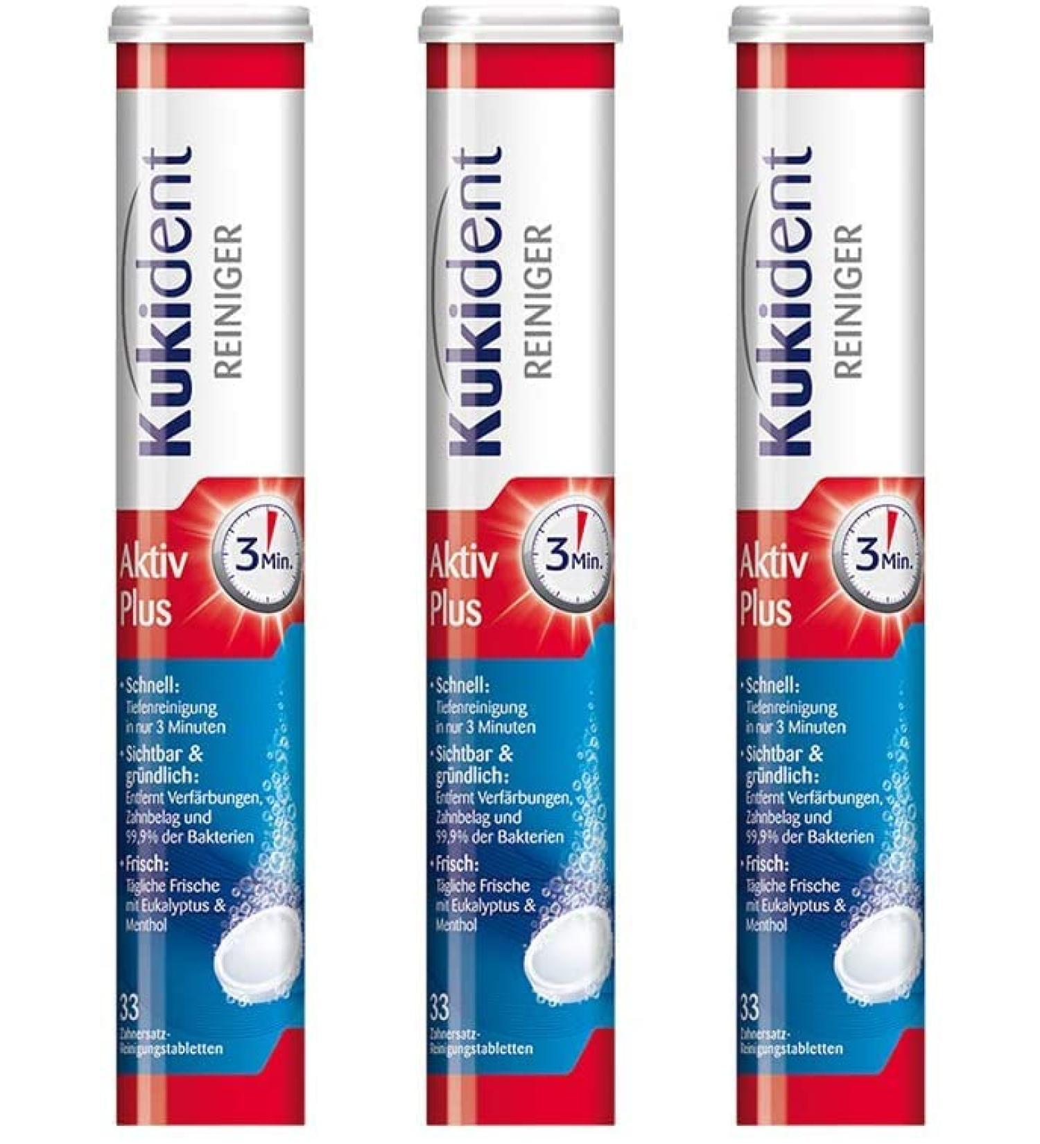 Kukident Denture Cleaner Active Plus - 3x33 Tabs | Effective Denture Care & Maintenance - Fast International Shipping - Buy Online on GoSupps.com