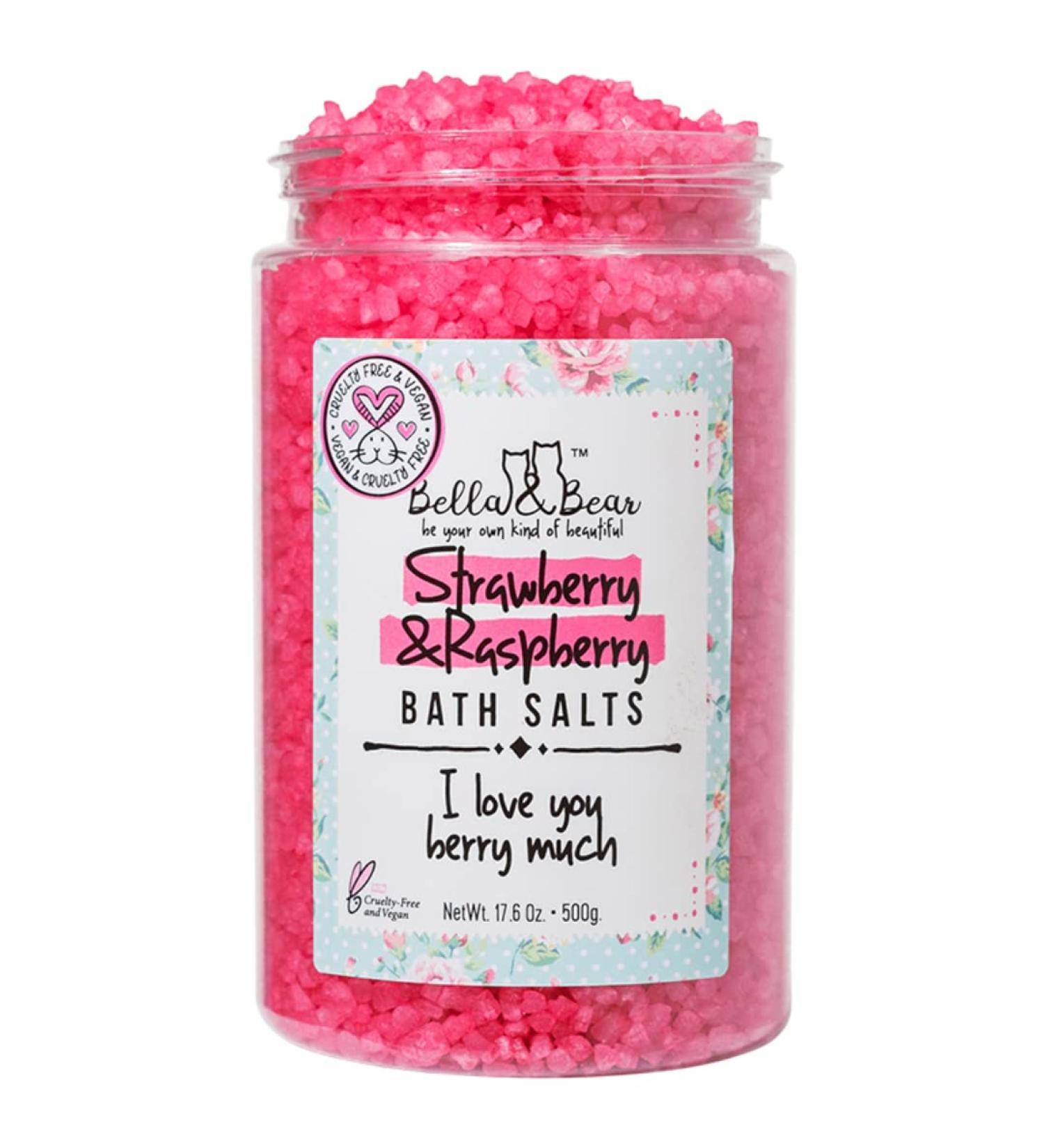 Bella & Bear Strawberry & Raspberry Bath Salts 17.6oz | Detox Foot Soak with Fruity Scent - Buy Online on GoSupps.com