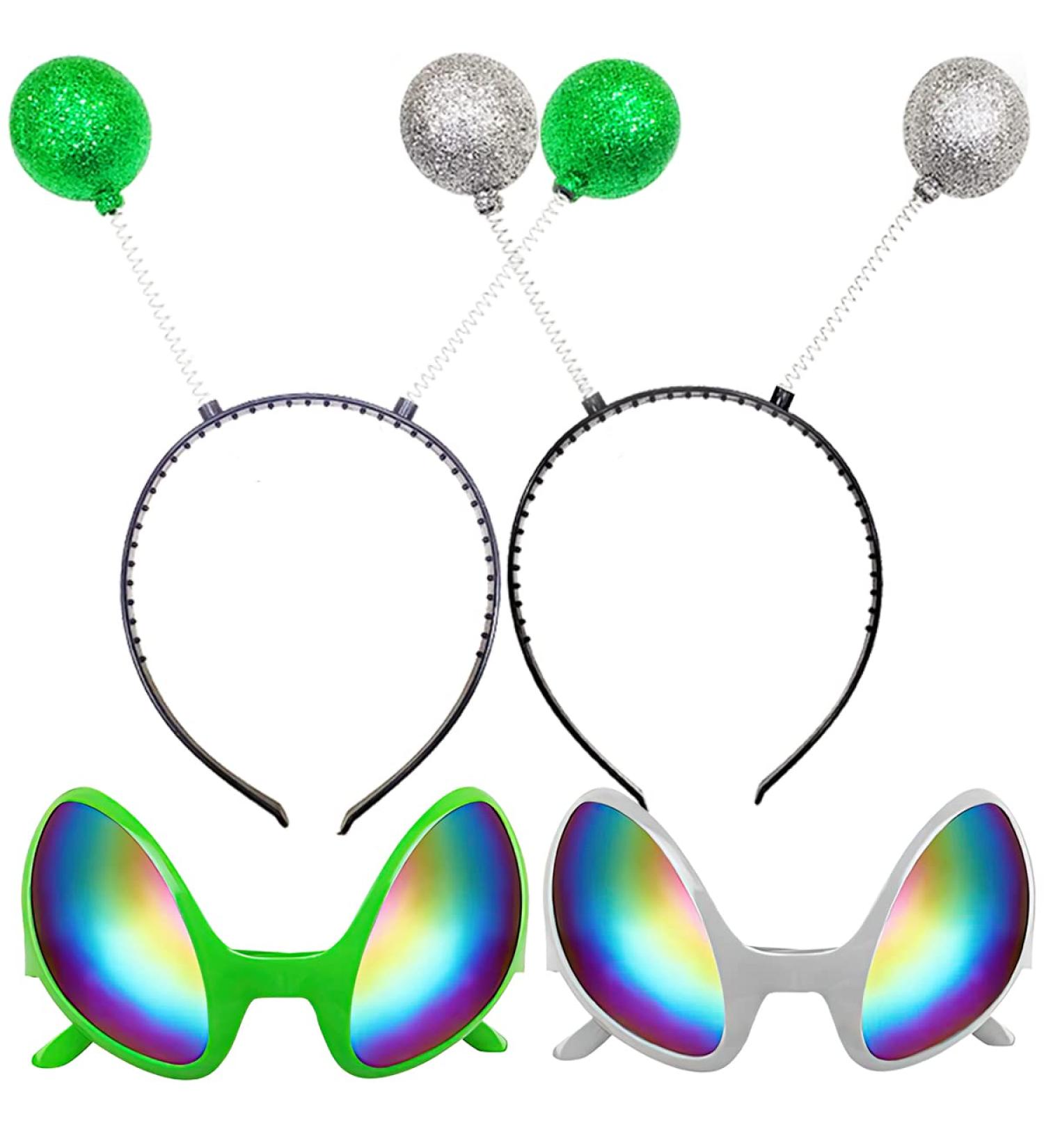 Alien Headband and Rainbow Sunglasses Set for Adults and Kids - Green+Silver | Poptrend - Buy Online on GoSupps.com
