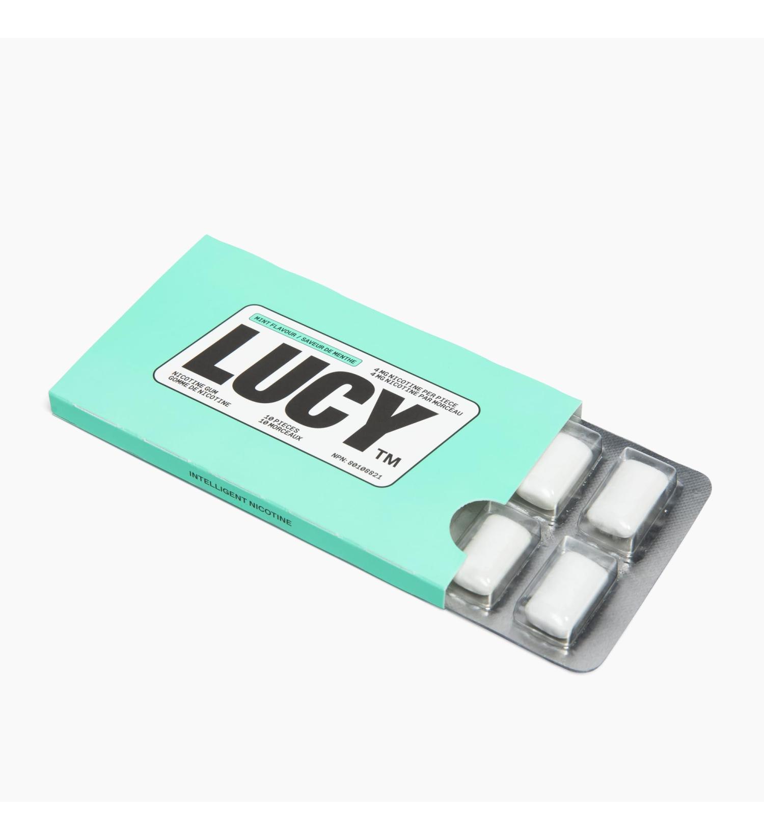 LUCY Nicotine Gum 4mg 100 Count | Mint Flavour | NPN 80108821 | Stop Smoking Aid | 10 pcs per Pack x 10 Packs - Buy Online on GoSupps.com