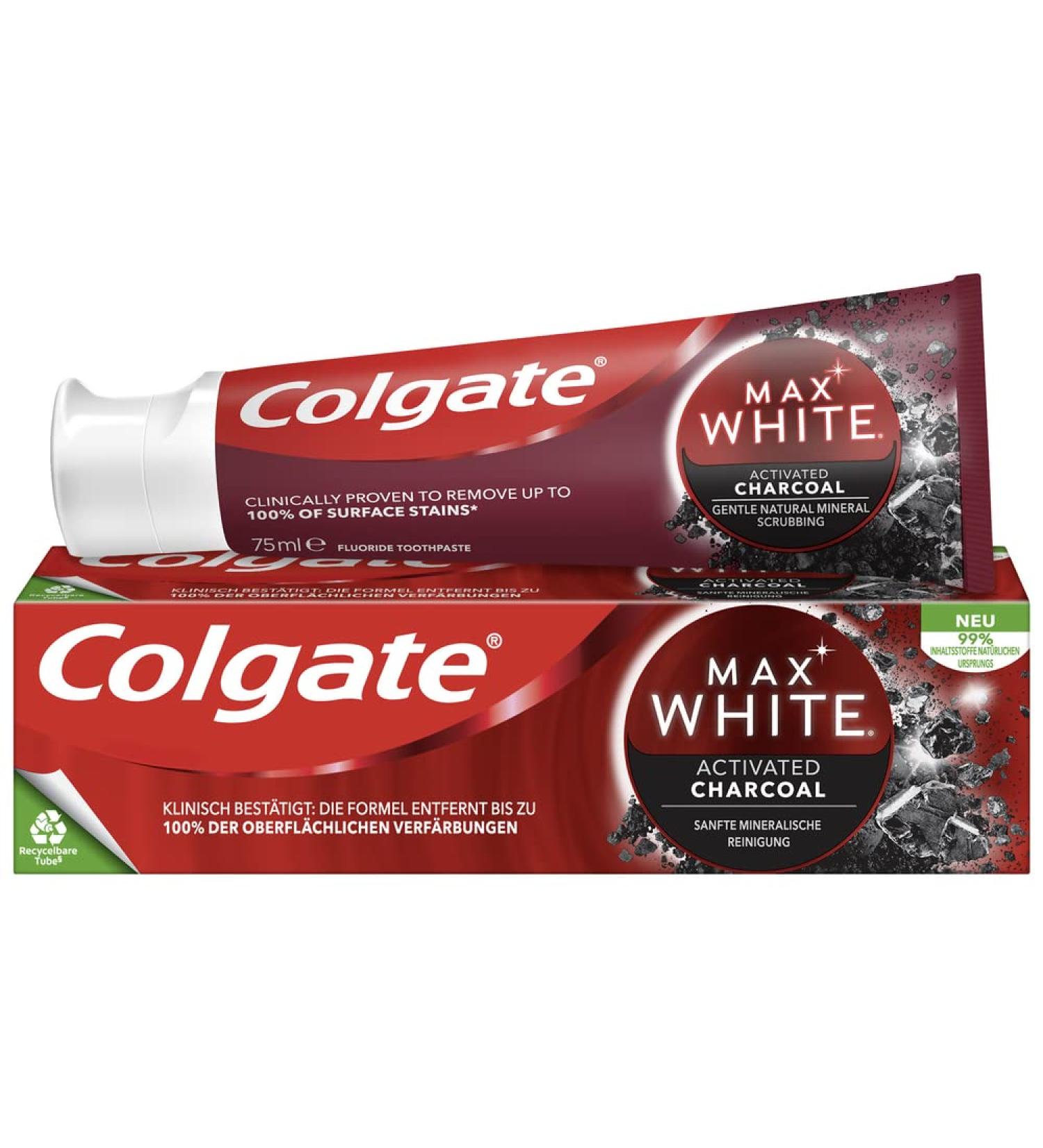 Buy Colgate Max White Charcoal Toothpaste 75ml - Activated Carbon Whitening 100% Discoloration Removal - International Shipping - Buy Online on GoSupps.com