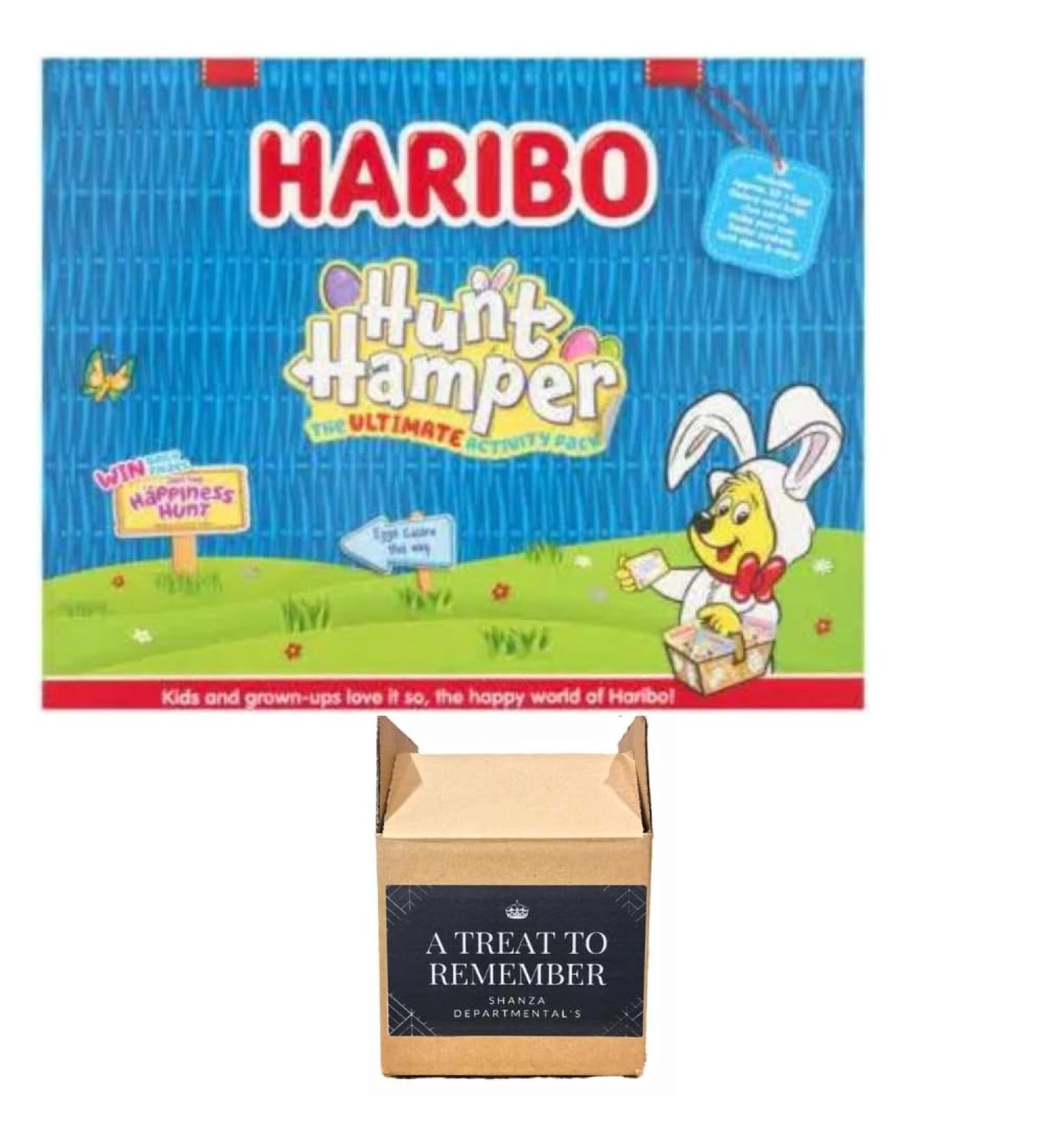 Haribo Hunt Hamper Box 320g Easter Egg Hunt Hamper Perfect For Sharing - Includes 20 Mini Bags 2x Bunny Ears Clue Cards & Signs - Buy Online on GoSupps.com