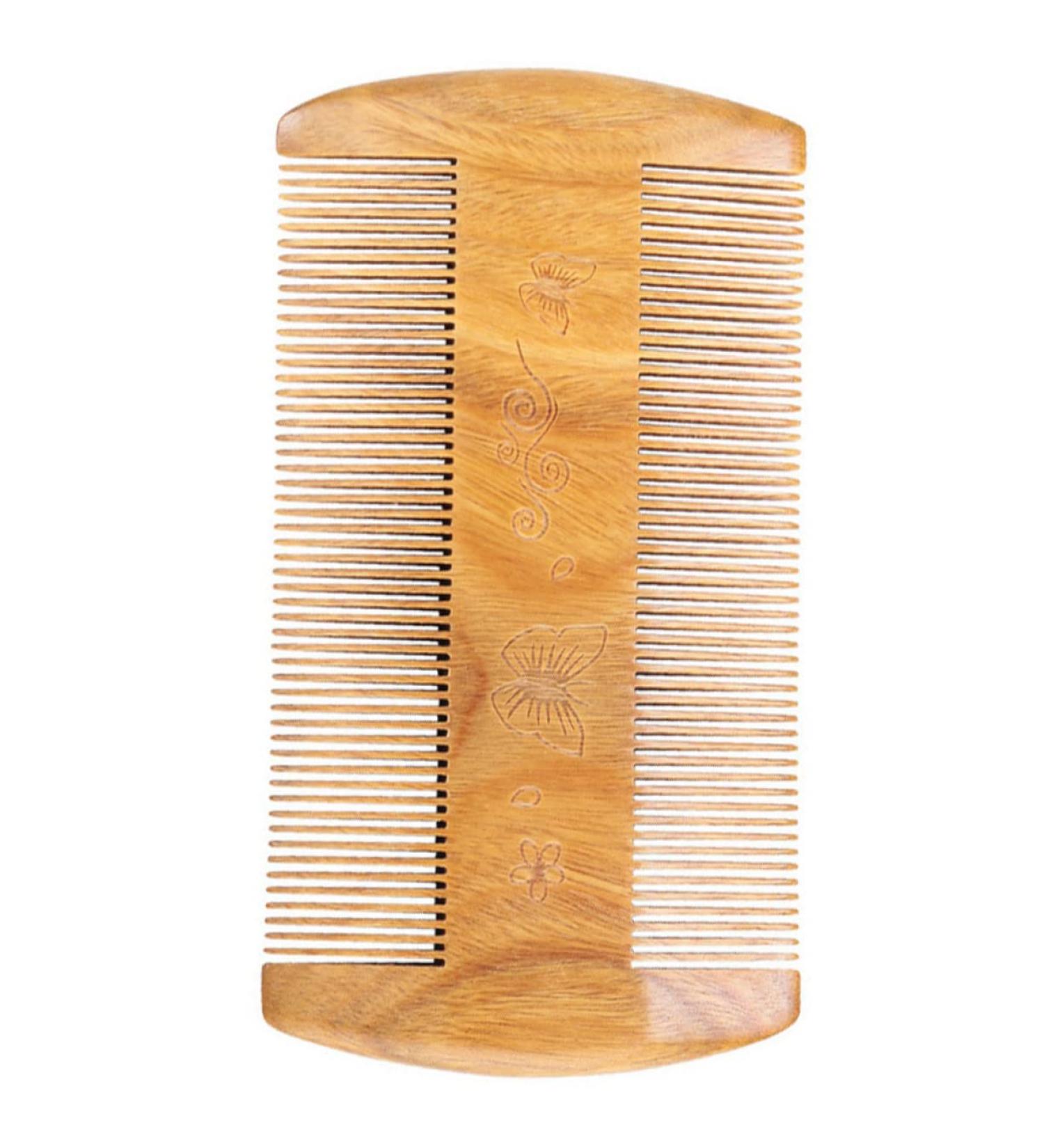Fomiyes Green Sandalwood Beard & Fur Care Comb for Men - 2-Pack Wooden Bartkamm Travel Combs - Buy Online on GoSupps.com