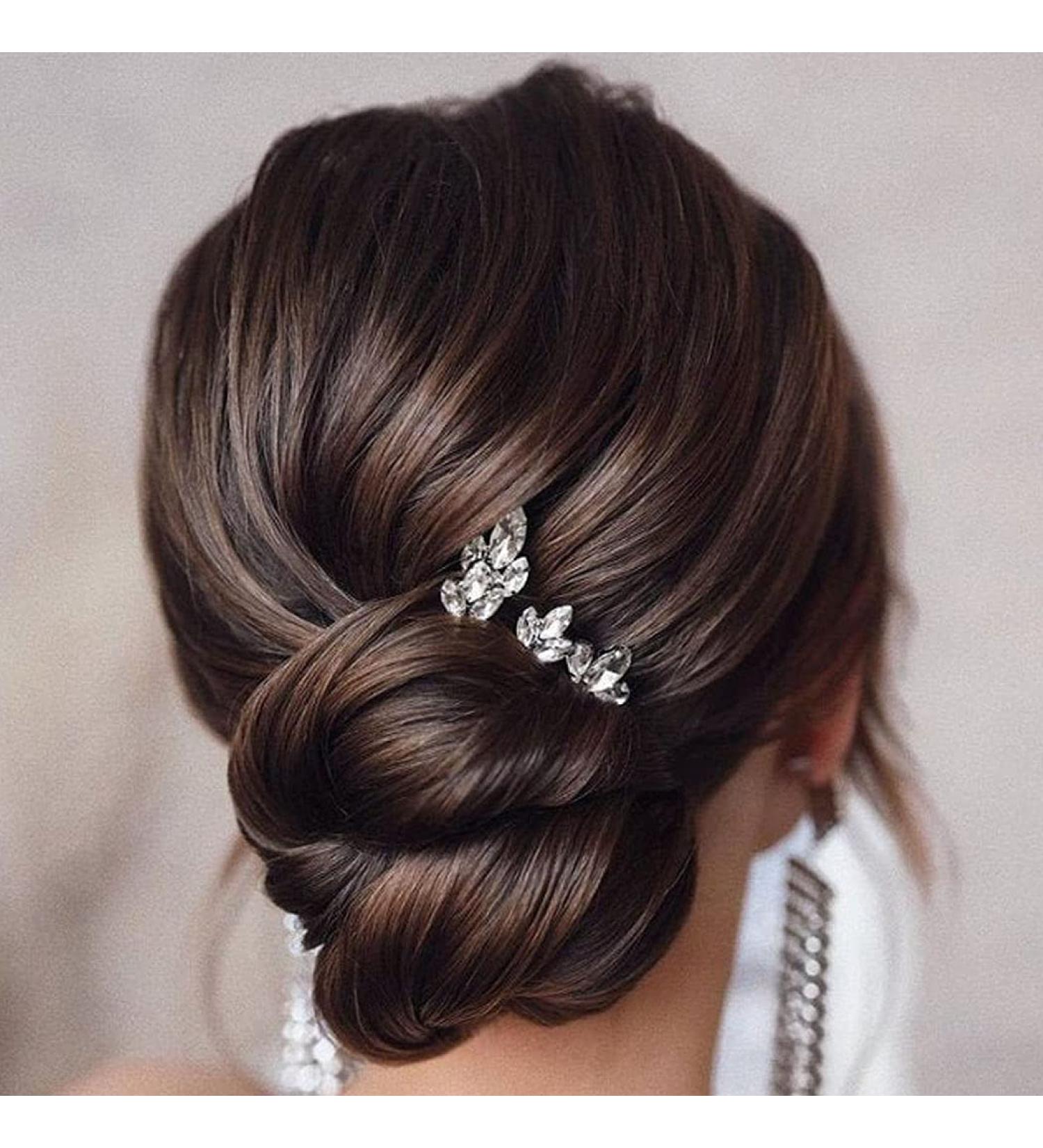 Earent Bride Wedding Crystal Hair Pins - Pack of 3 Silver Rhinestone Hair Pieces for Women and Girls | Bridal Hair Accessories & Headpieces - Buy Online on GoSupps.com