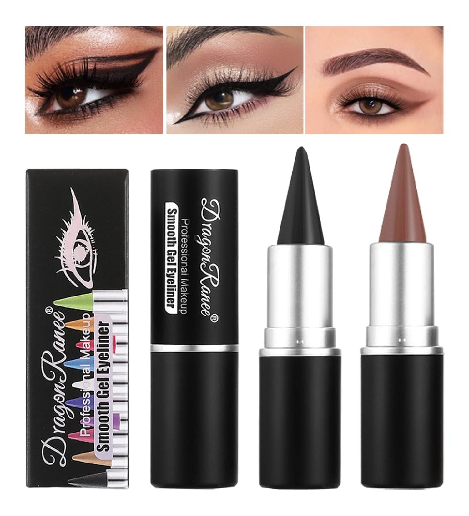 YIBABY 2 Pack Quick Dry Cream Eyeliner Waterproof Black Eyeliner Pencil Long Lasting Eye Makeup (Black and Brown) - Buy Online on GoSupps.com