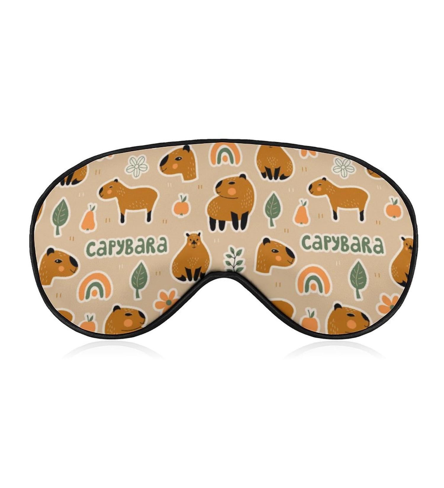 Buy Cartoon Cute Capybara Sleeping Mask - Soft Eye Cover for Adults & Kids | Adjustable Rainbow Blindfold for Better Sleep - Buy Online on GoSupps.com