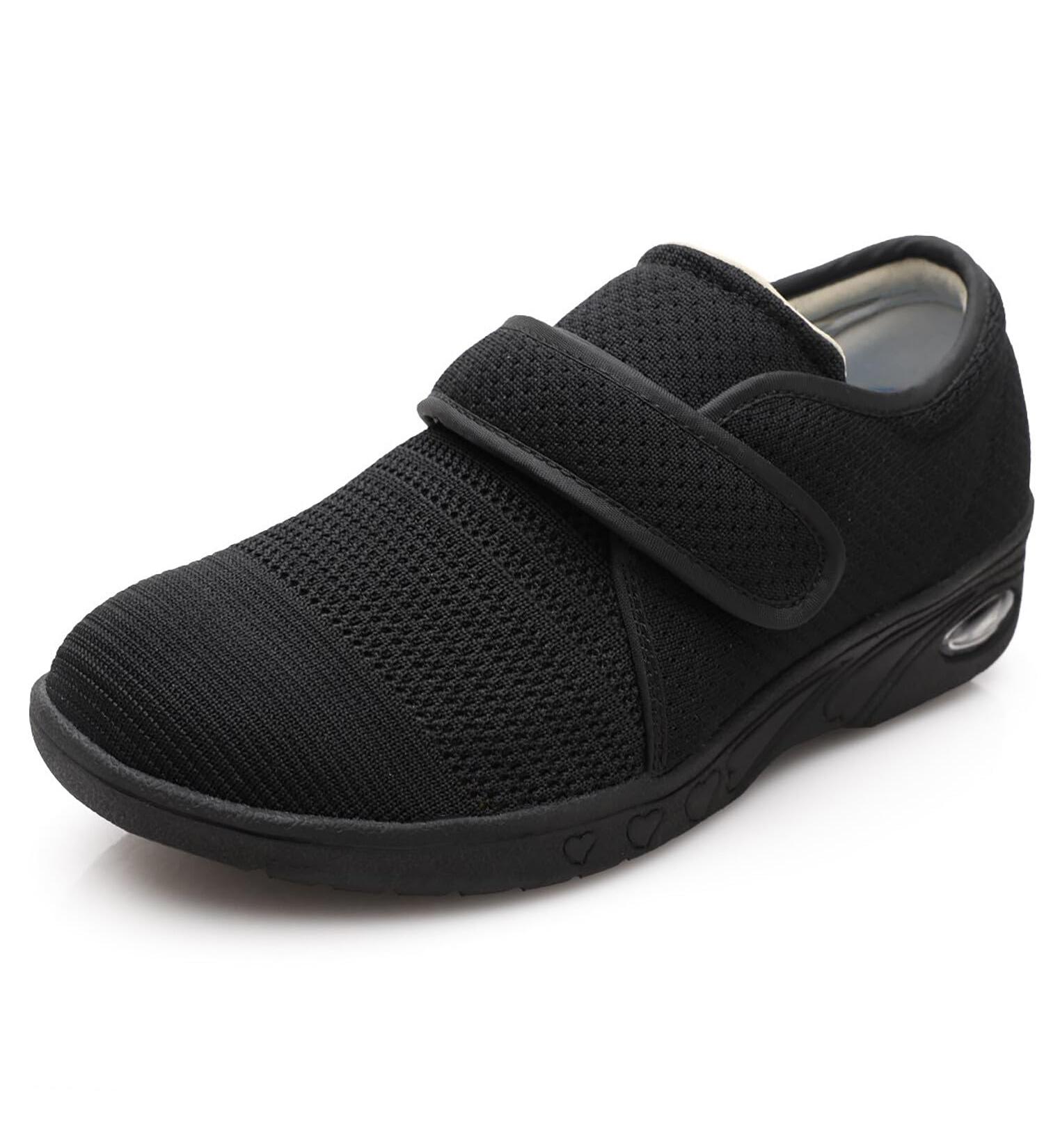 CBMTCR Women's Wide Width Diabetic Shoes - Adjustable Closure, Lightweight (Size 6, Color: Dark Black) - Buy Online on GoSupps.com