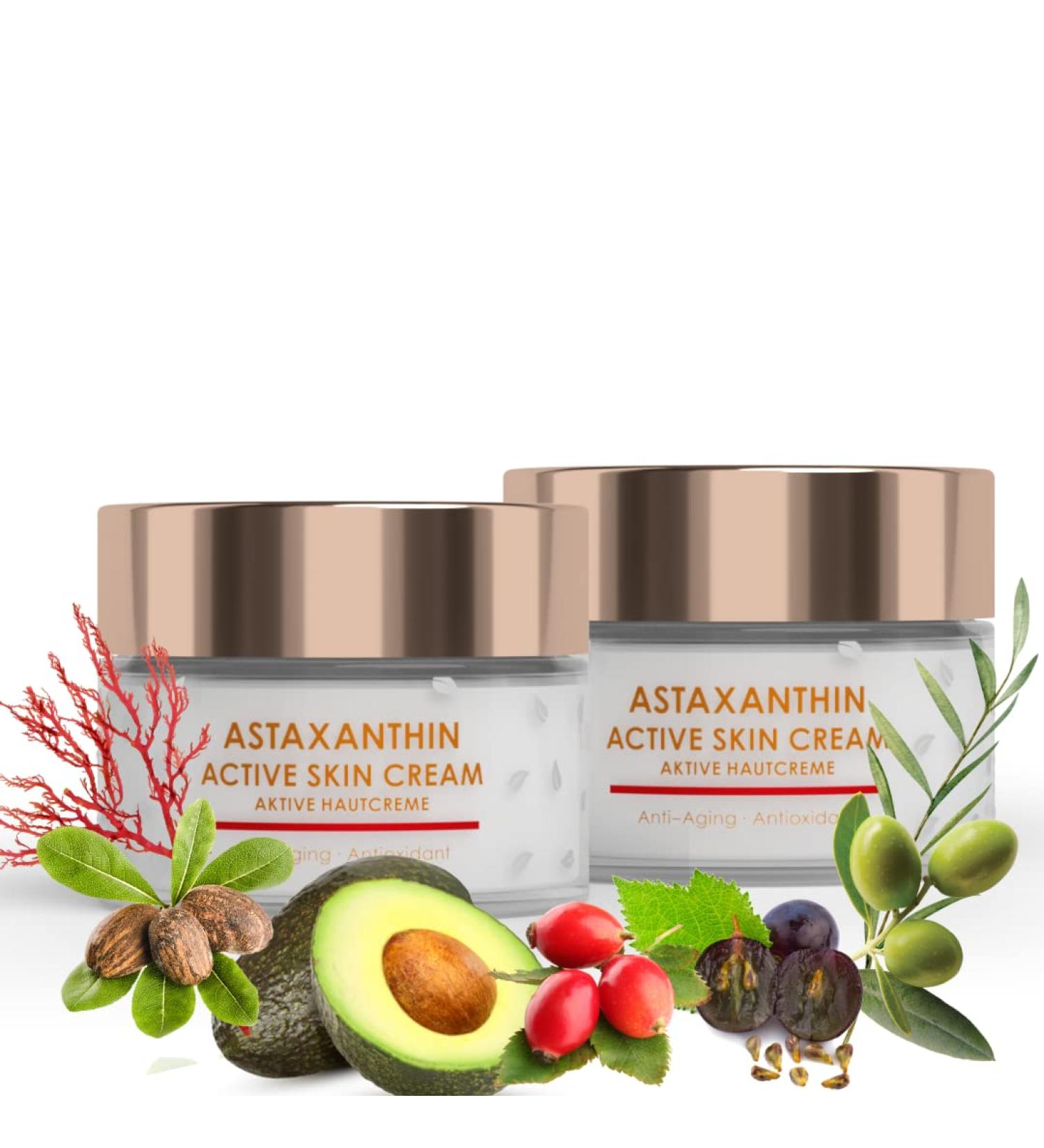 Green idea Astaxanthin face cream antiaging cream antioxidant cream fights free radicals face cream with rosehip oil shea butter panthenol olive oil cream 50 ml - Buy Online on GoSupps.com