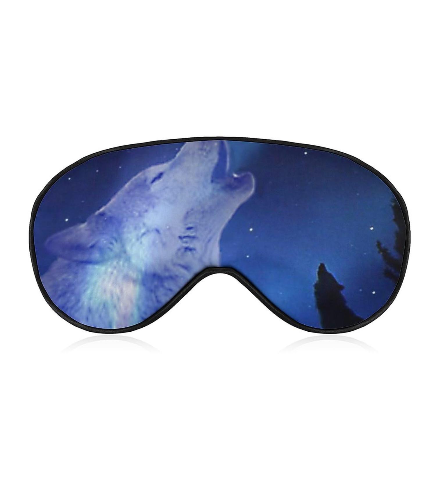 Wolf Howling Starry Sky Sleep Mask - Adjustable Blindfold for Night Travel and Nap - Buy Online on GoSupps.com