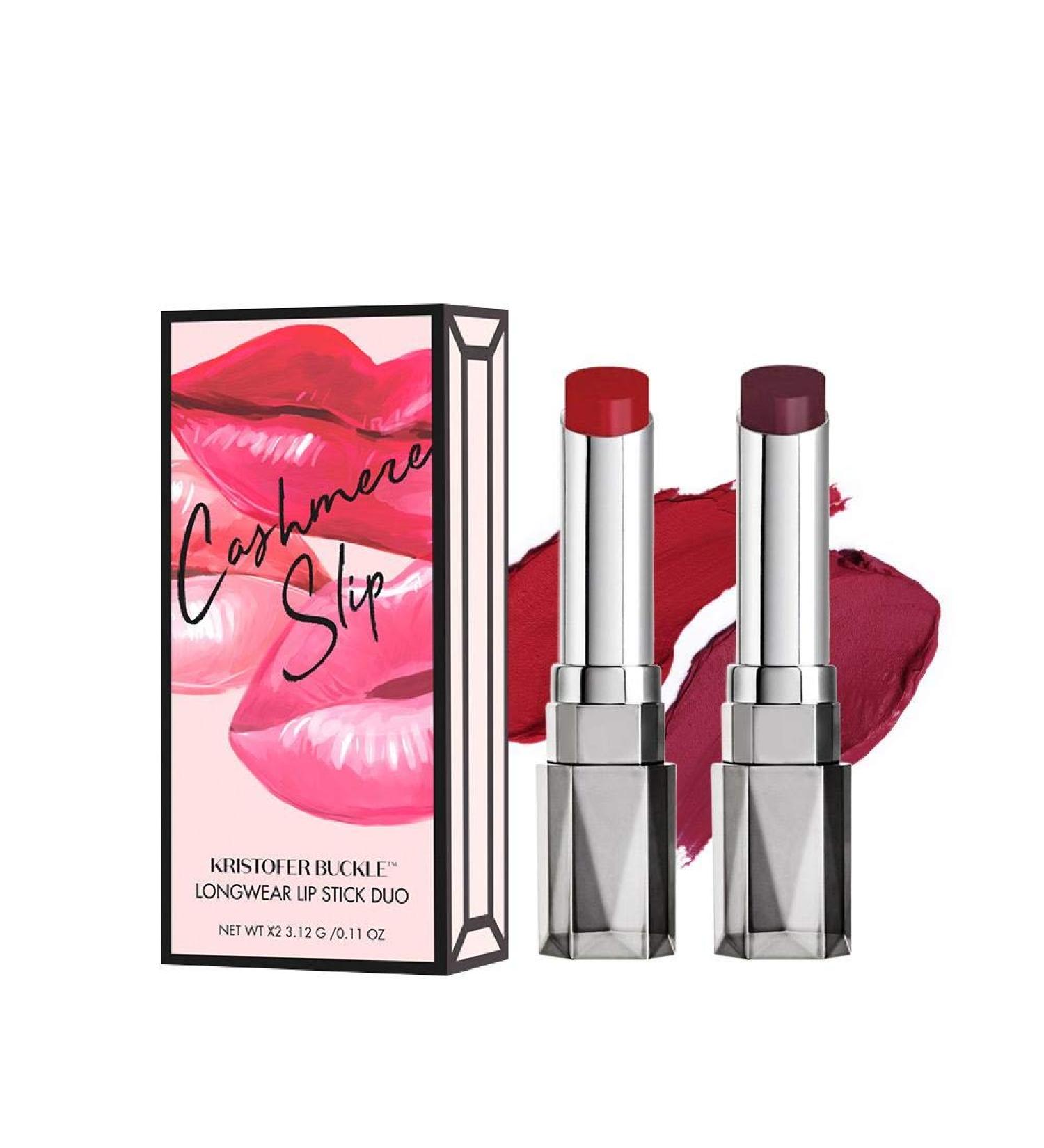 Cashmere Slip Longwear Lipstick Duo - Richly Pigmented Creamy Color Up to 8 Hours | Shop Internationally - Dare/Obsessed - Buy Online on GoSupps.com