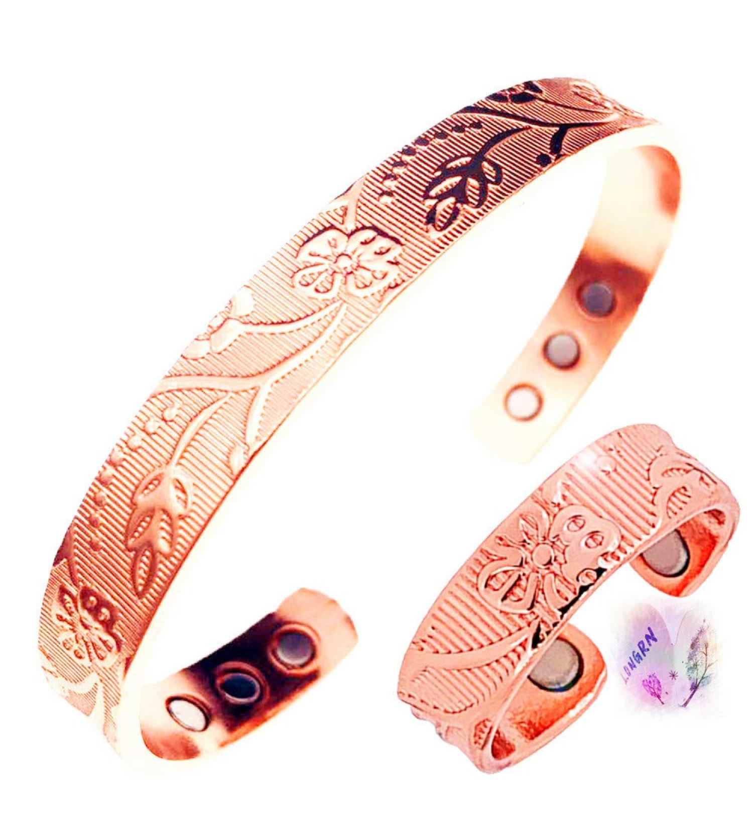 Buy LONGRN Pure Copper Magnetic Ring & Bracelet for Women | Adjustable Size | International Shipping Available - Buy Online on GoSupps.com